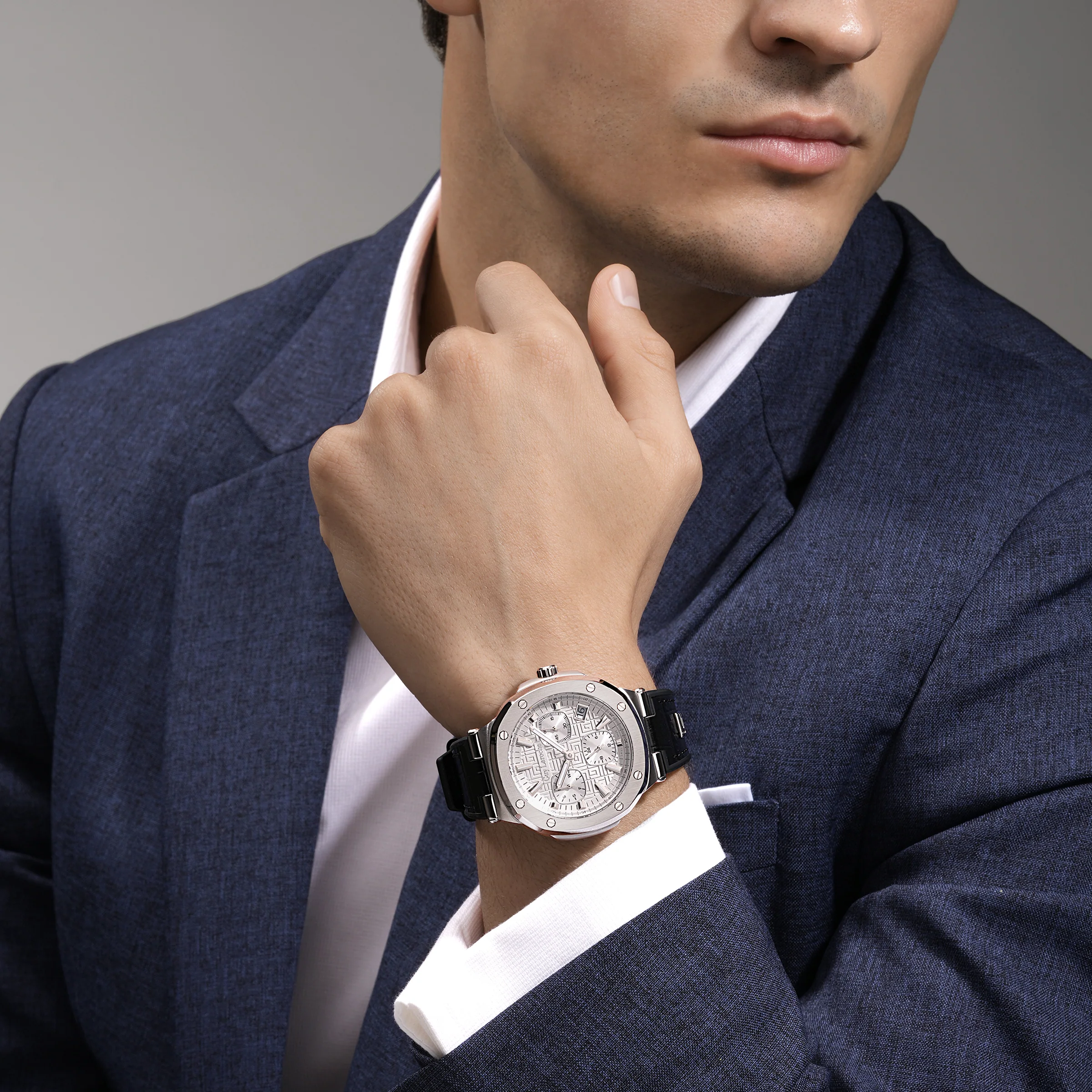GUY LAROCHE Charlie Multifunction Round Dial Silver Swiss Made Watch for Men - Image 5
