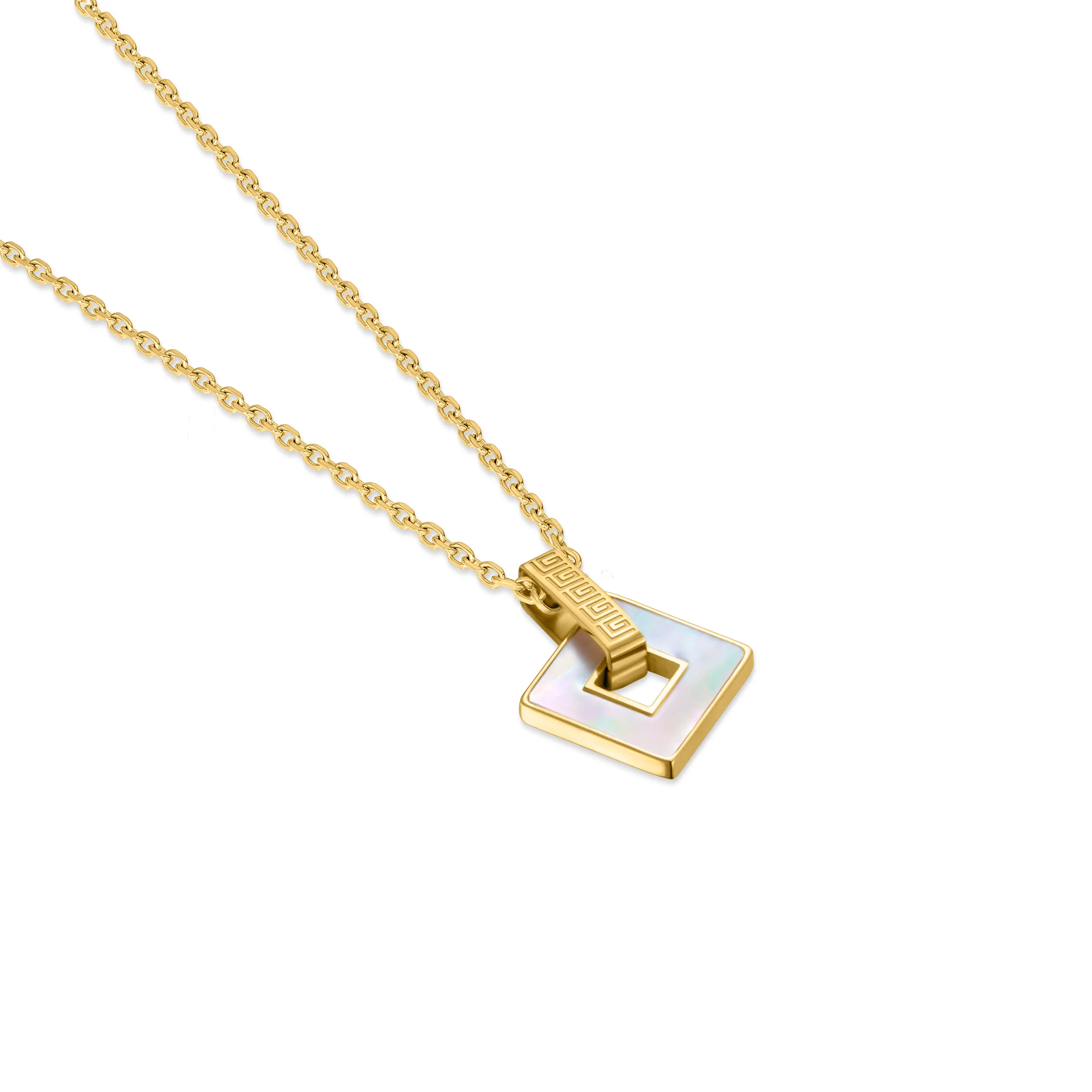 Guy Laroche Coralie Square Gold-Plated Necklace with Mother of Pearl - Image 2