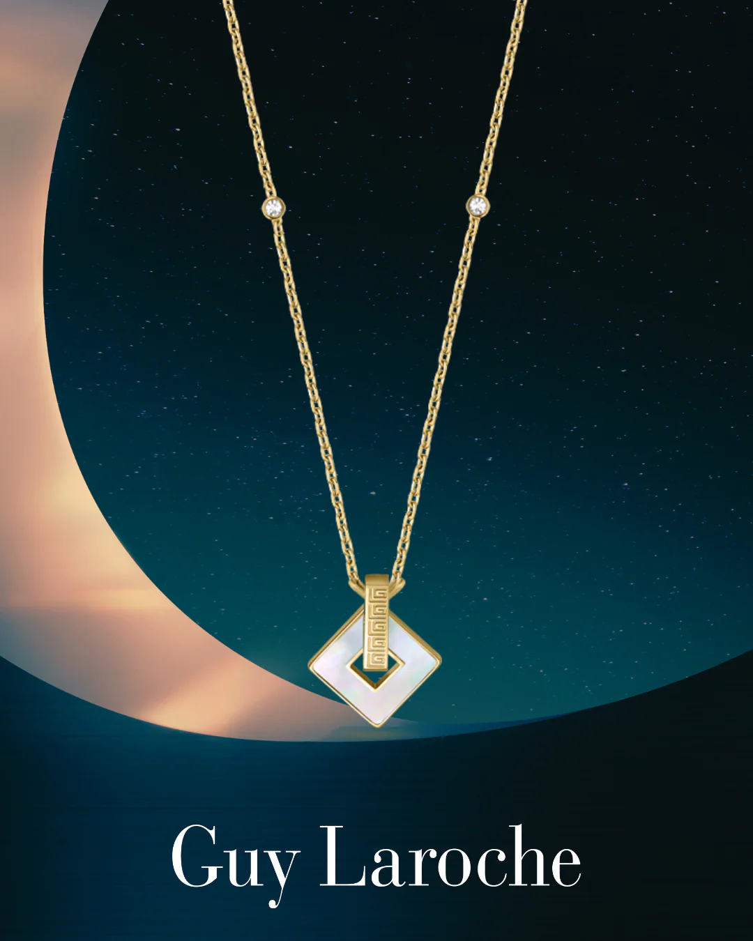 Guy Laroche Coralie Square Gold-Plated Necklace with Mother of Pearl - Image 4