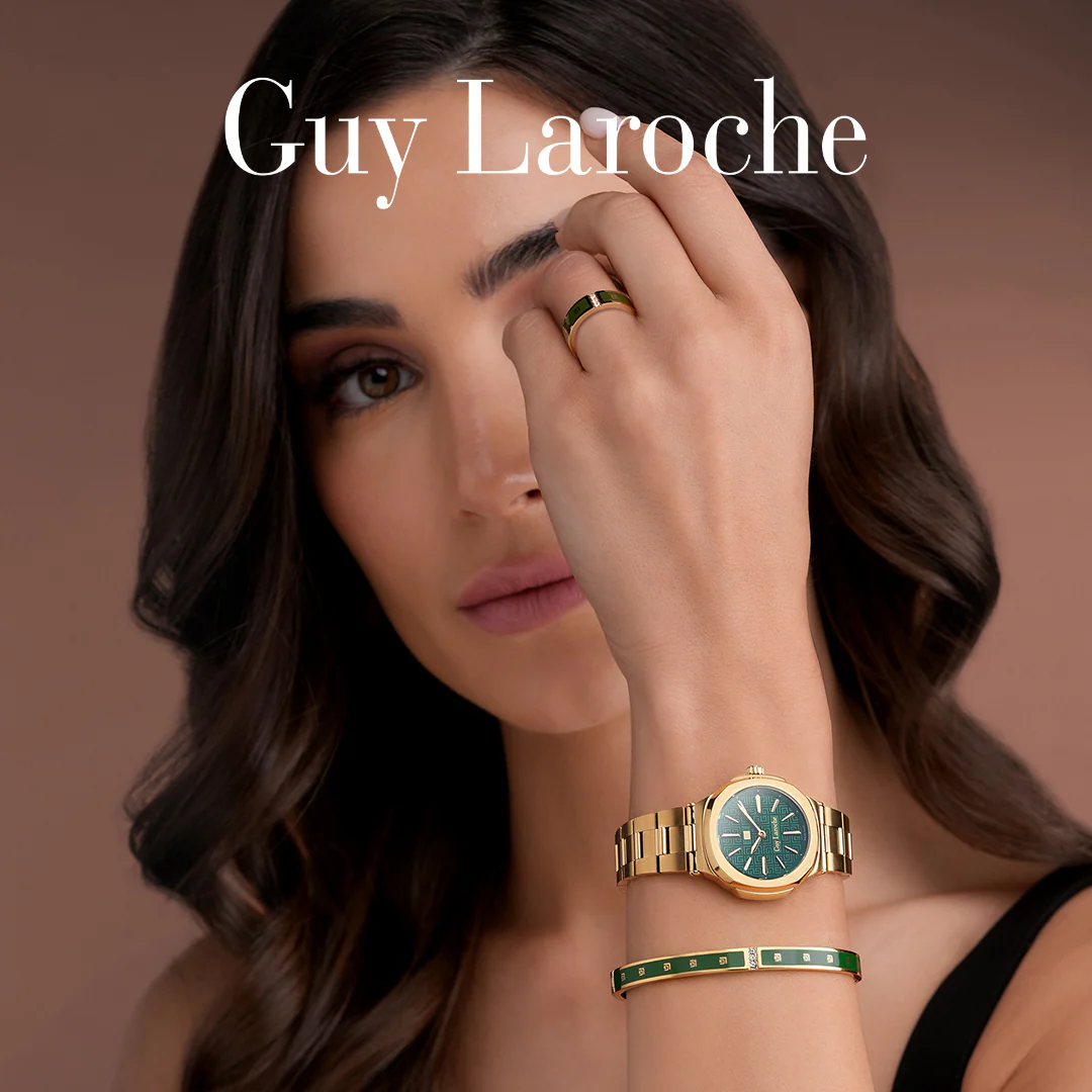 Guy Laroche Grace Ladies Gold Plated Bangle With Green Enamel & Crystals - Image 2