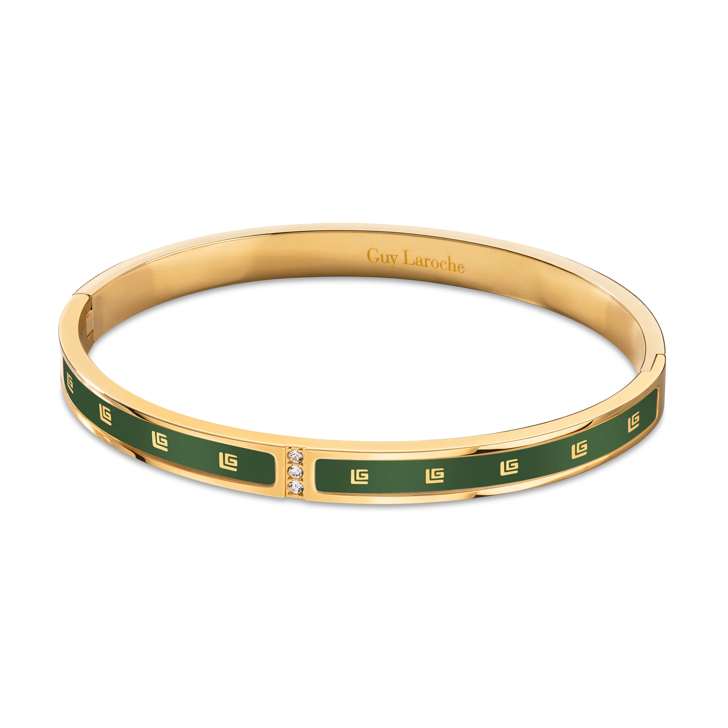 Guy Laroche Grace Ladies Gold Plated Bangle With Green Enamel & Crystals - Image 3