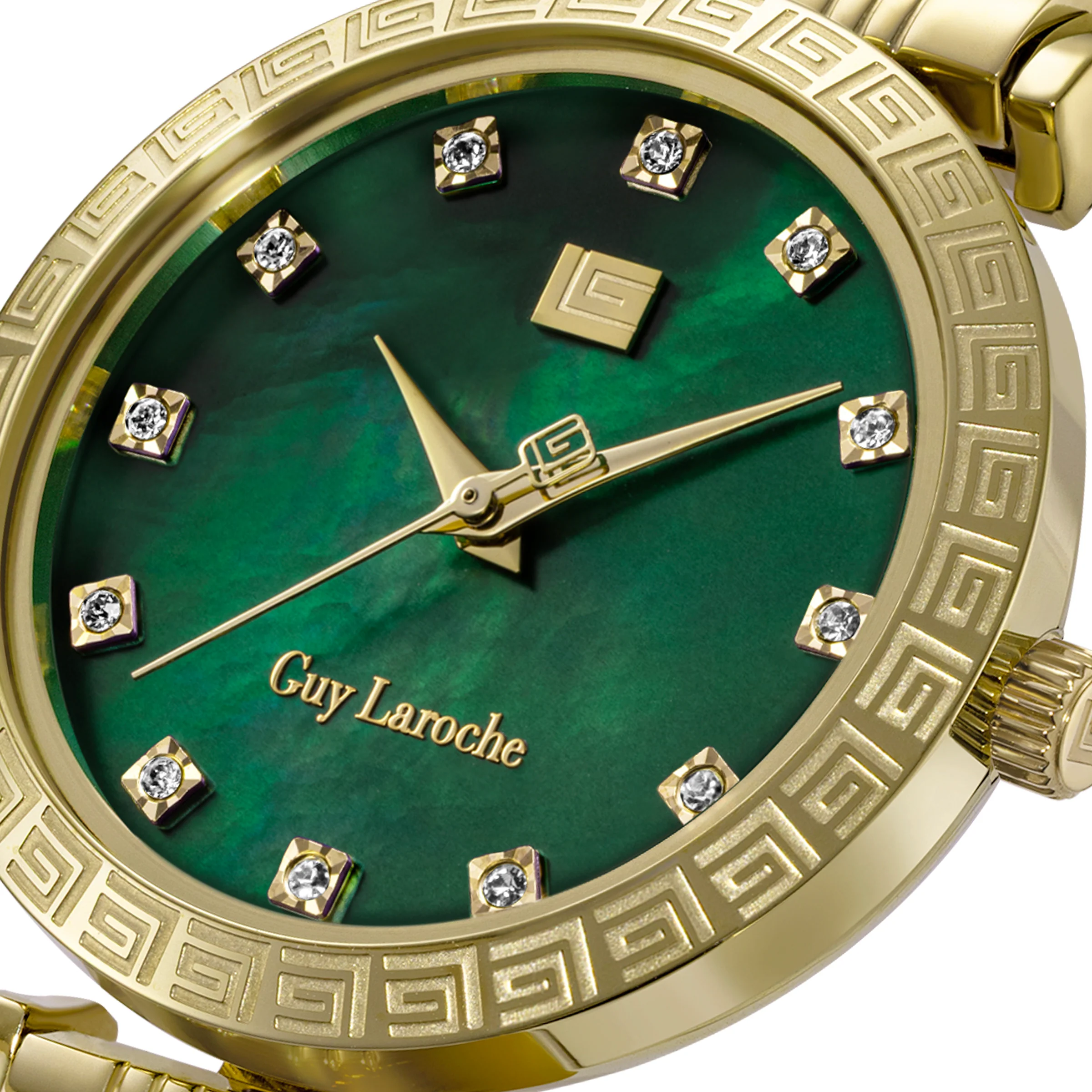 Guy Laroche - Green Mop Stone Dial Gold Plated Women's Watch - Image 3