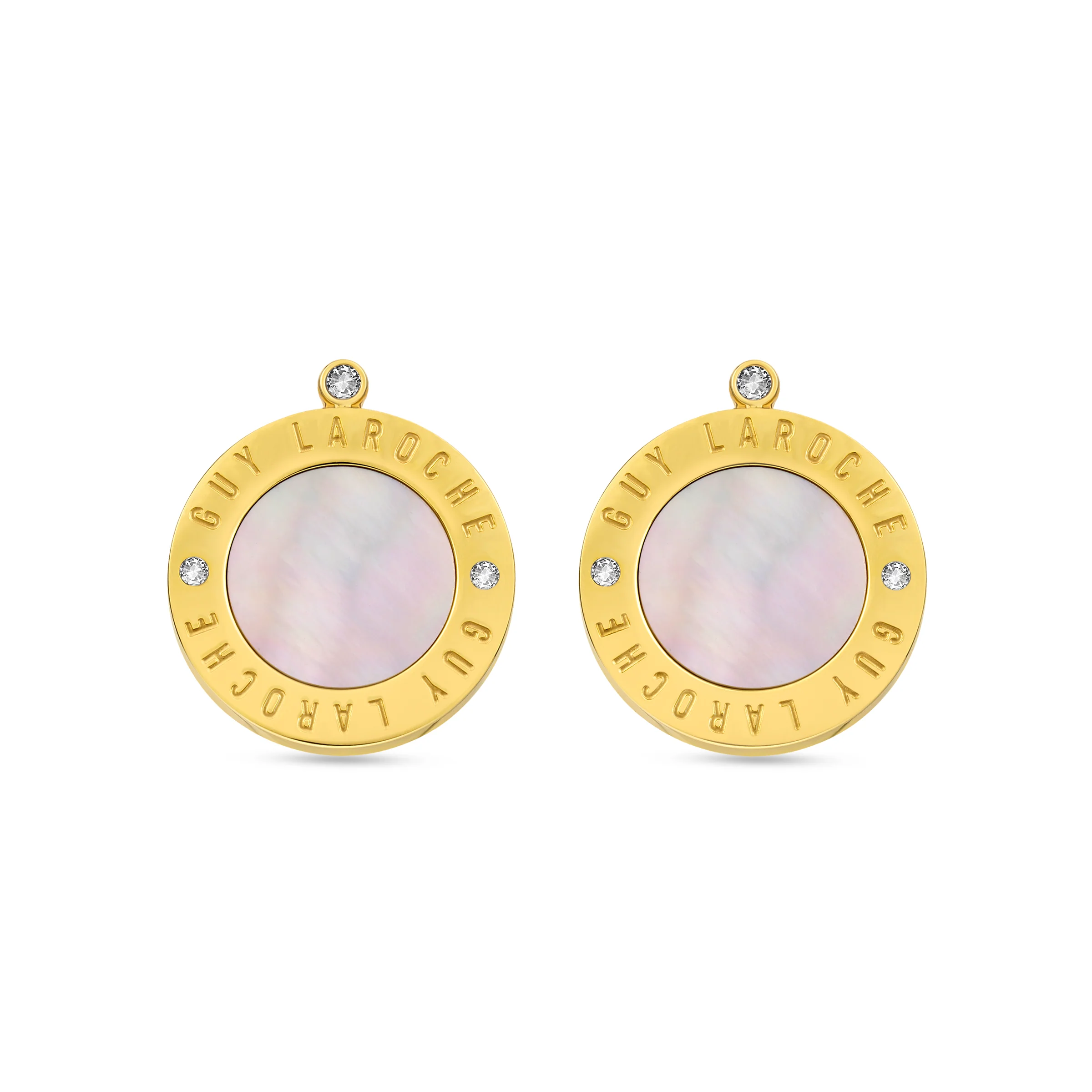 Guy Laroche Olivia Gold-Plated Earrings with Mother of Pearl & Crystals - Image 2