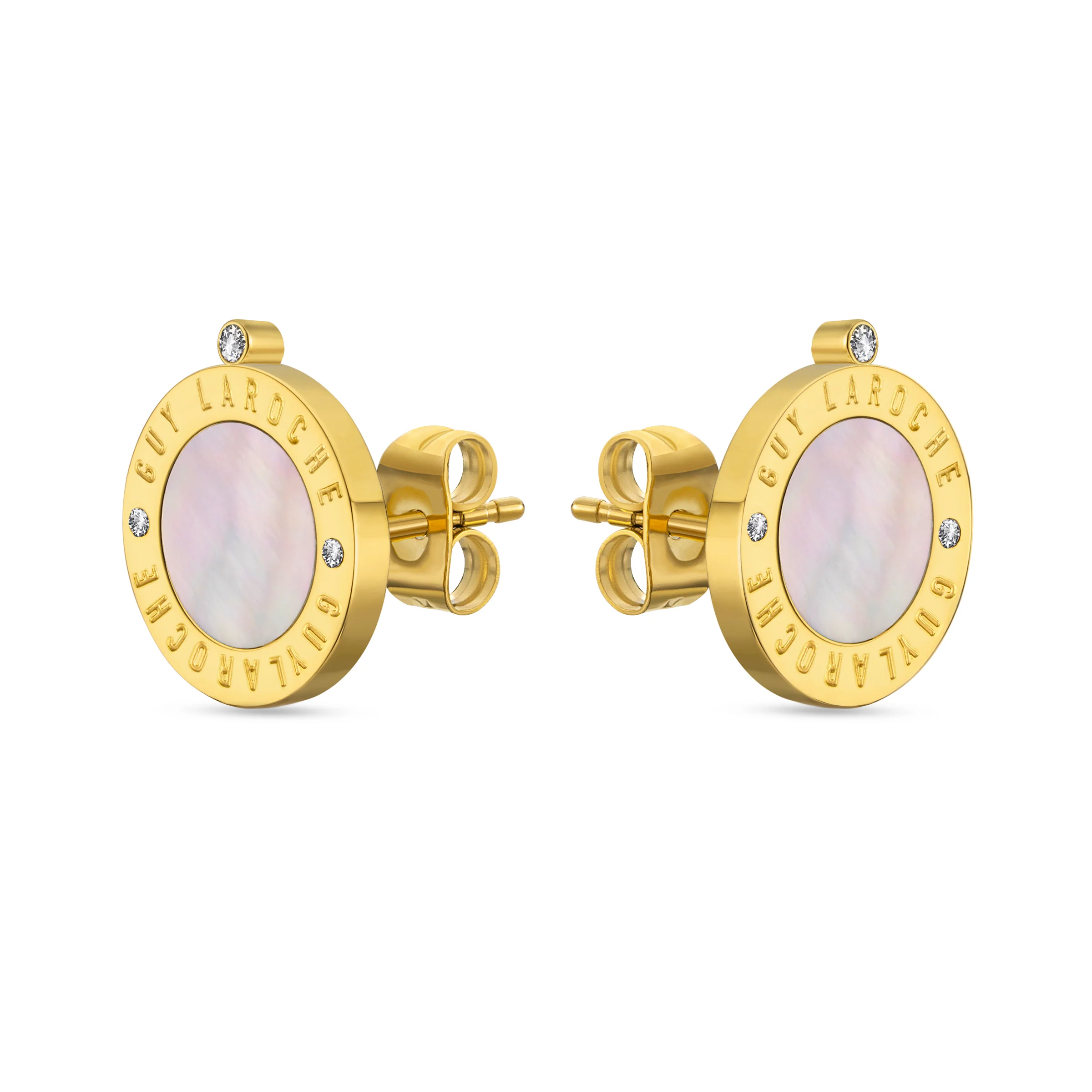 Guy Laroche Olivia Gold-Plated Earrings with Mother of Pearl & Crystals - Image 4