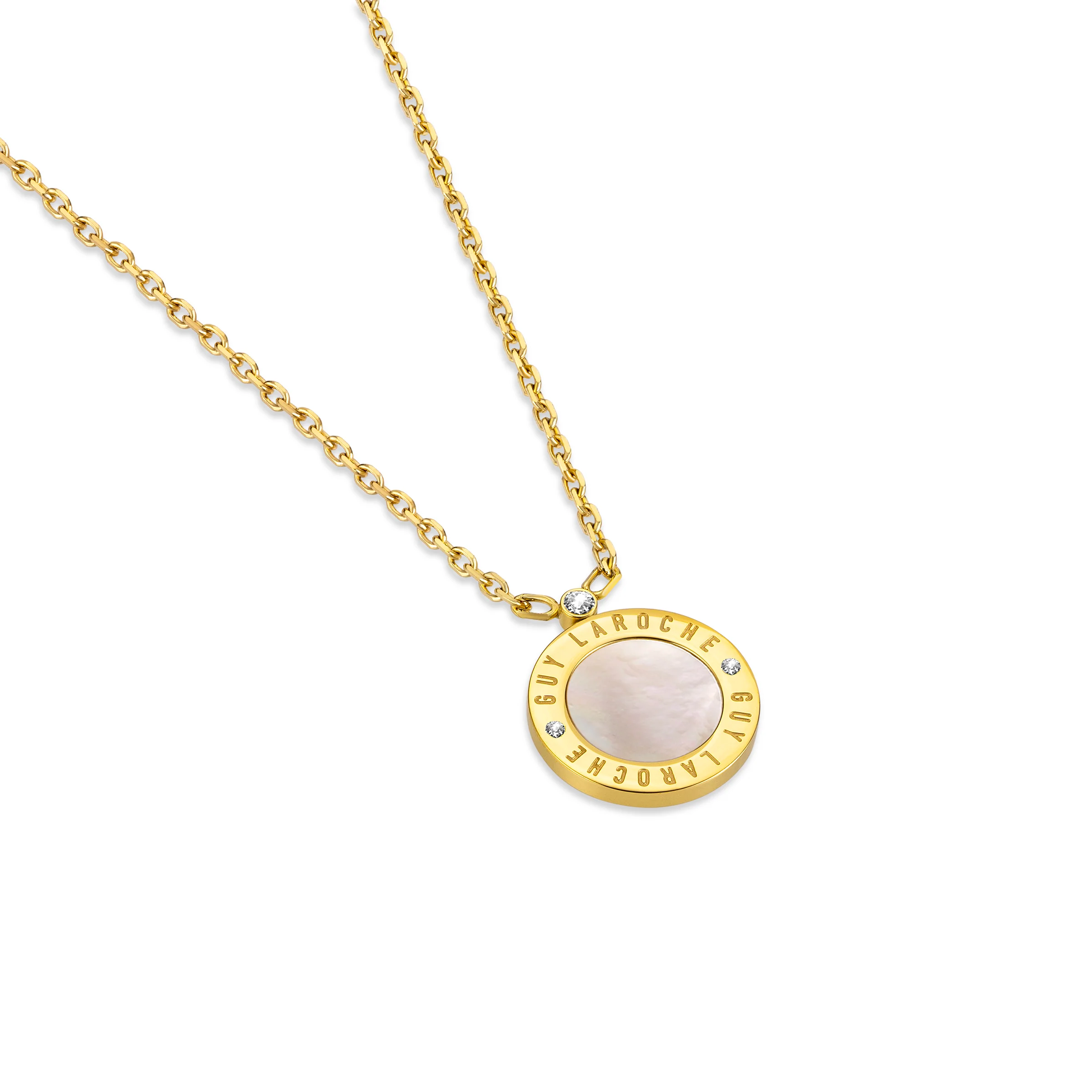 Guy Laroche Olivia Gold-Plated Necklace with Mother of Pearl & Crystals - Image 2