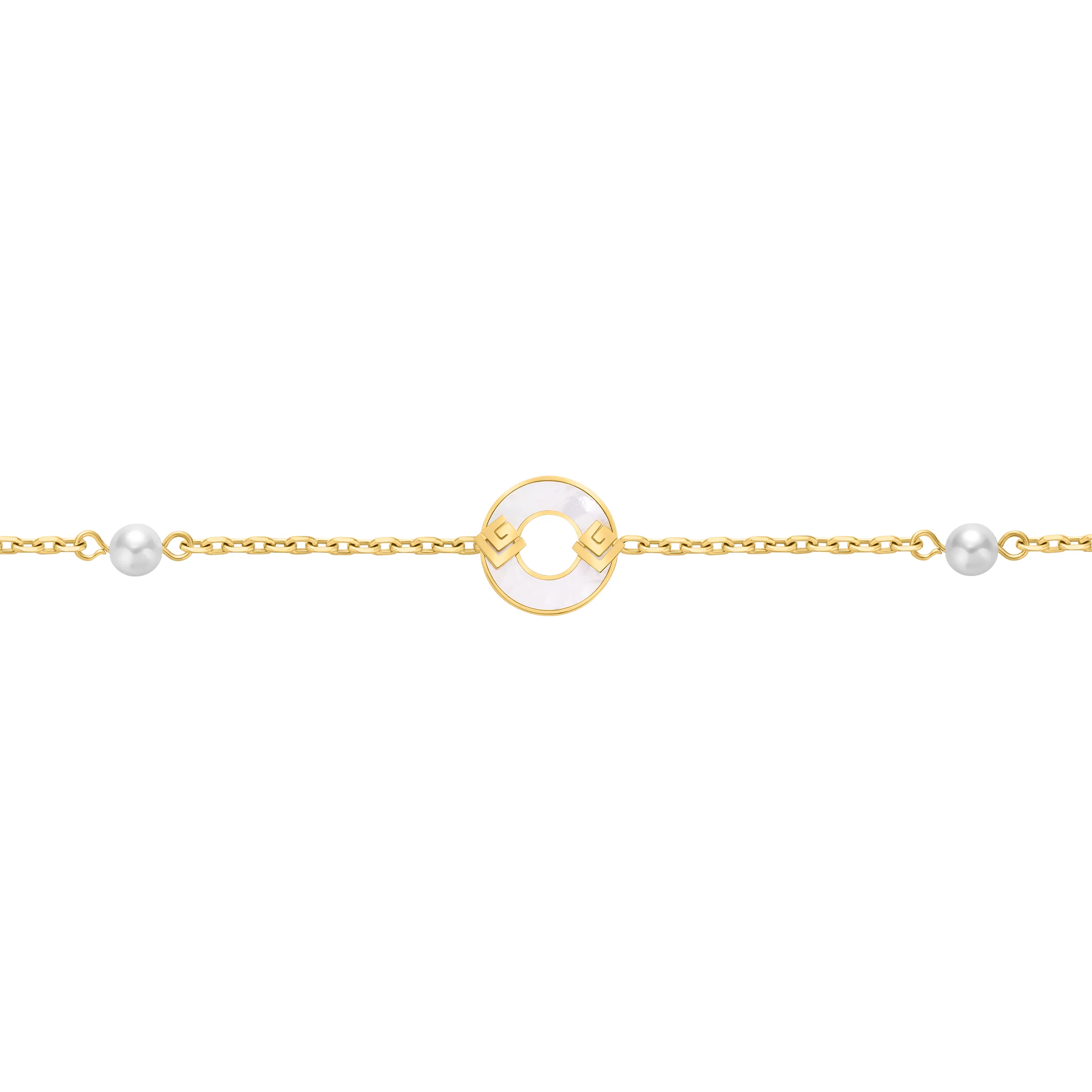 Guy Laroche Victoria Mother of Pearl Ring Bracelet with Logo & Pearls - Image 2