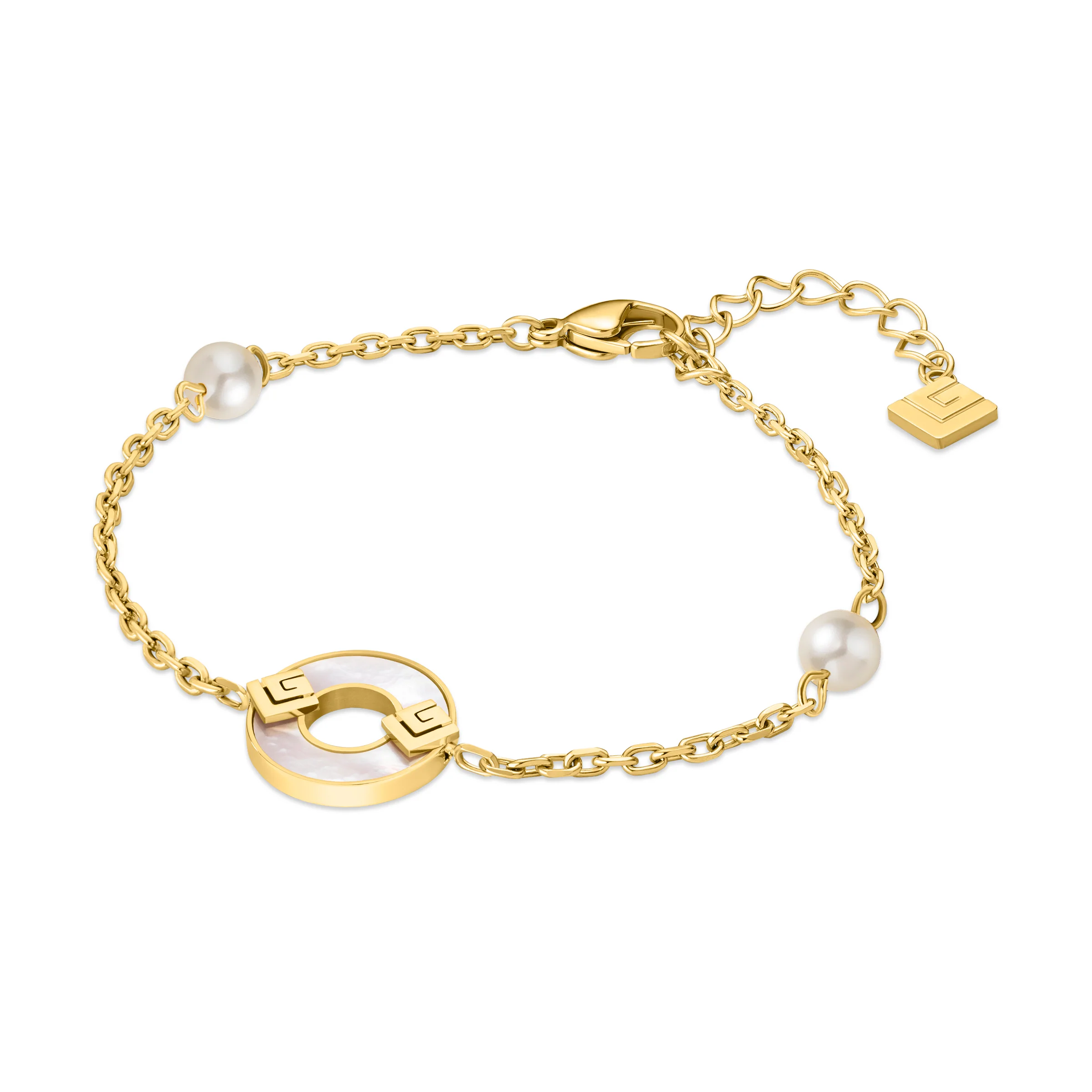 Guy Laroche Victoria Mother of Pearl Ring Bracelet with Logo & Pearls - Image 3