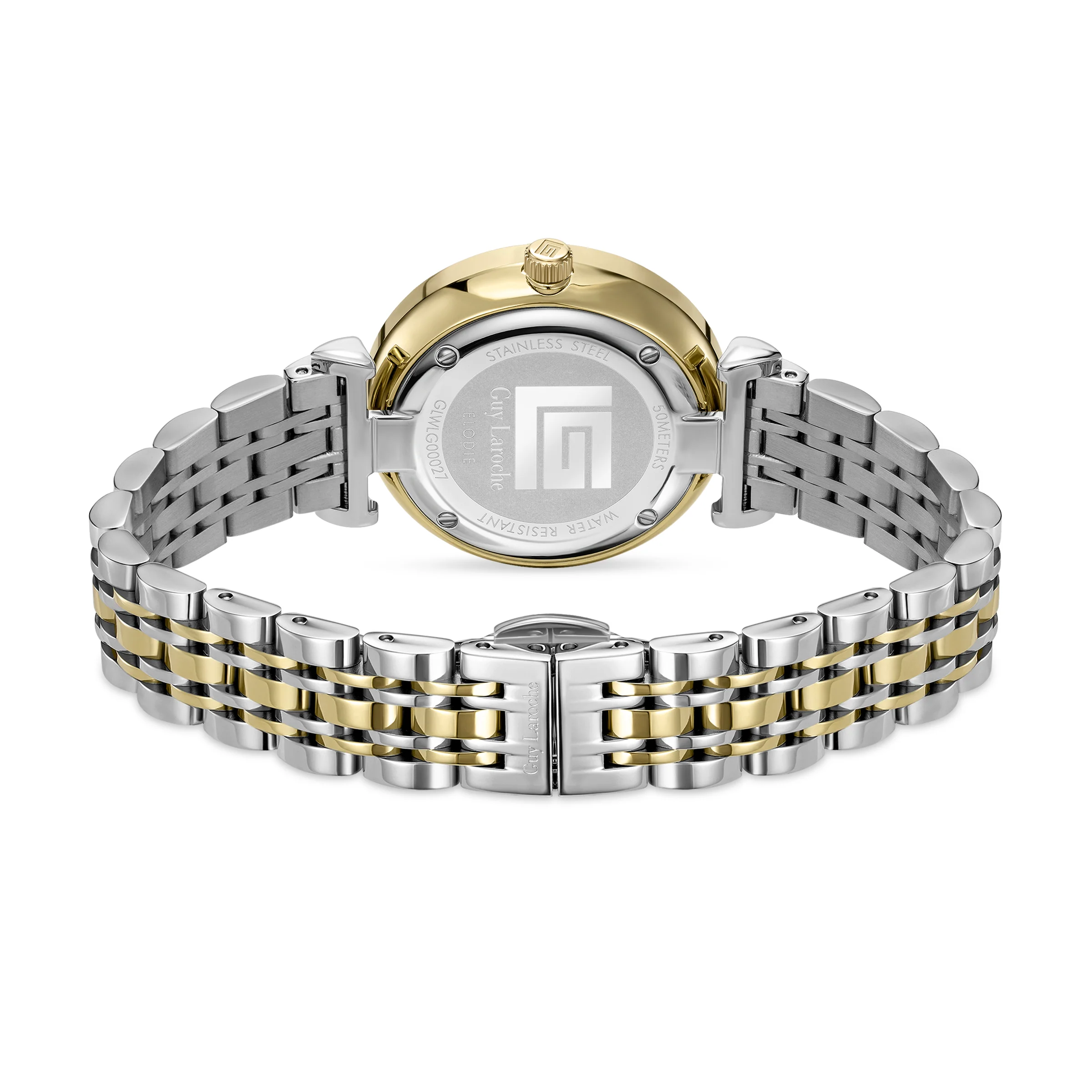 Guy Laroche - White Stone Dial Stainless Steel & Gold Plated Women's Watch - Image 4
