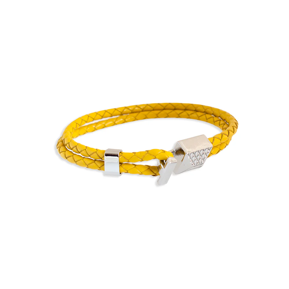 Just Cavalli Bracelet Braided Yellow Leather With Just Cavalli Logo - Image 2