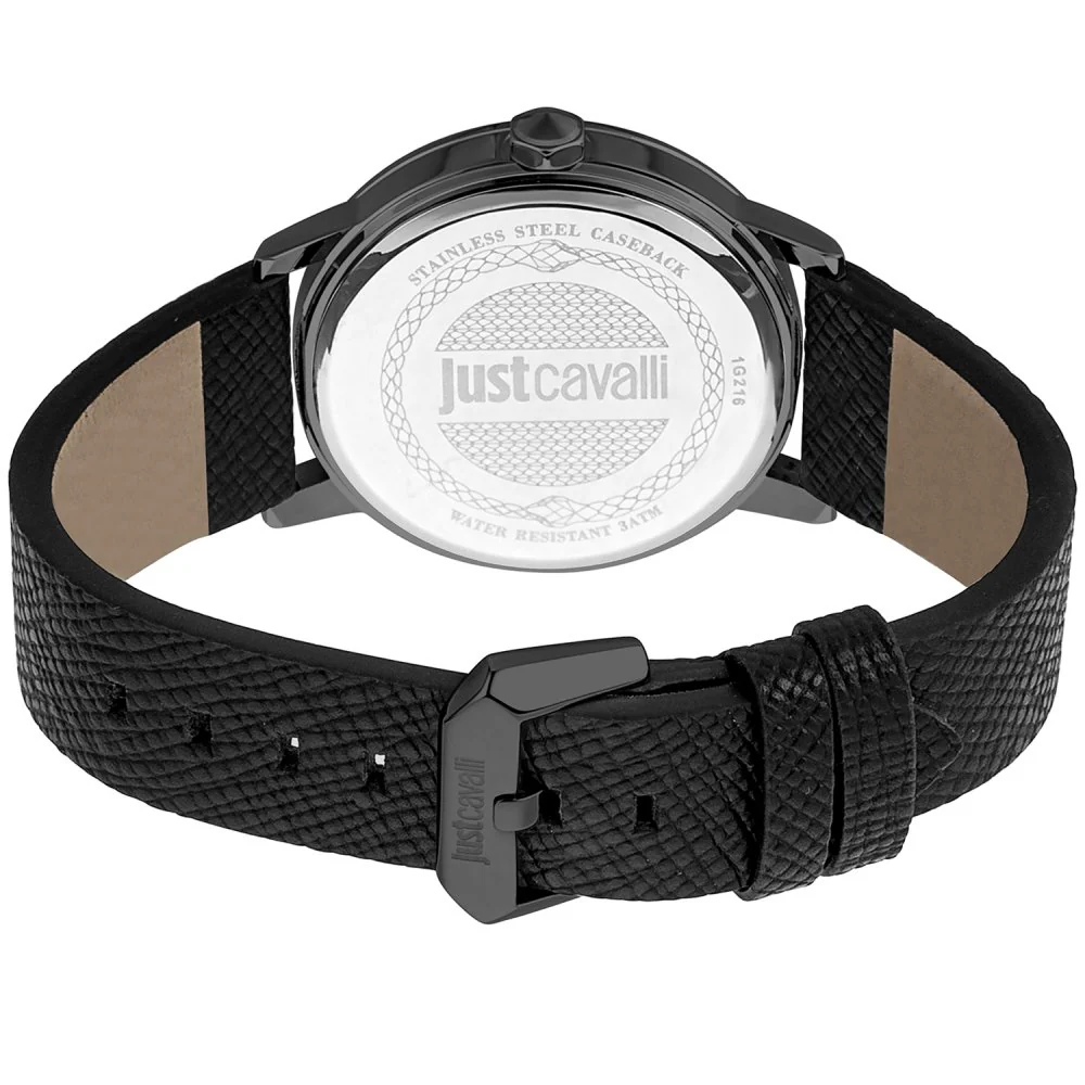 Just Cavalli Men's Black Yellow Dial Black Lehter Strap Watch - Image 3