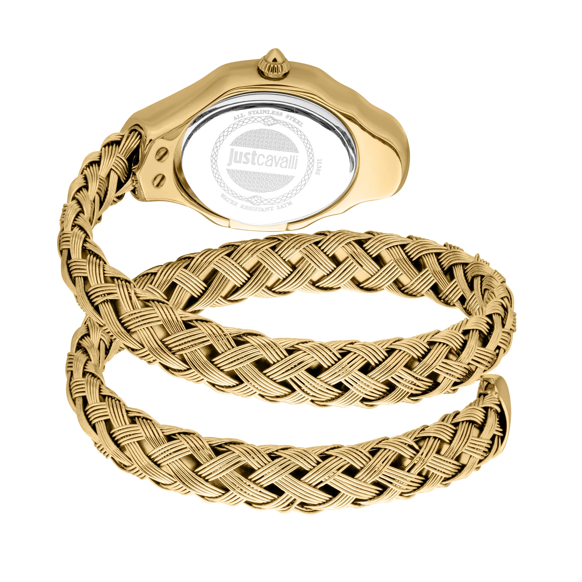 Just Cavalli Twined Ladies Mother-of-pearl dial Braided Yellow Gold-Tone Stainless Steel Watch - Image 2