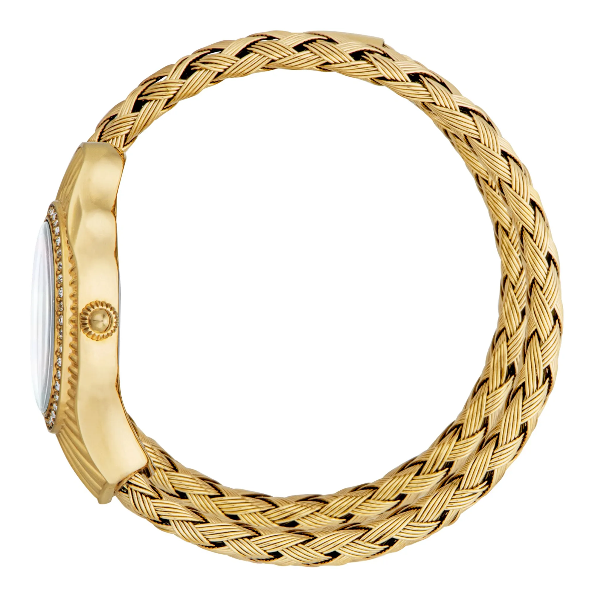 Just Cavalli Twined Ladies Mother-of-pearl dial Braided Yellow Gold-Tone Stainless Steel Watch - Image 3