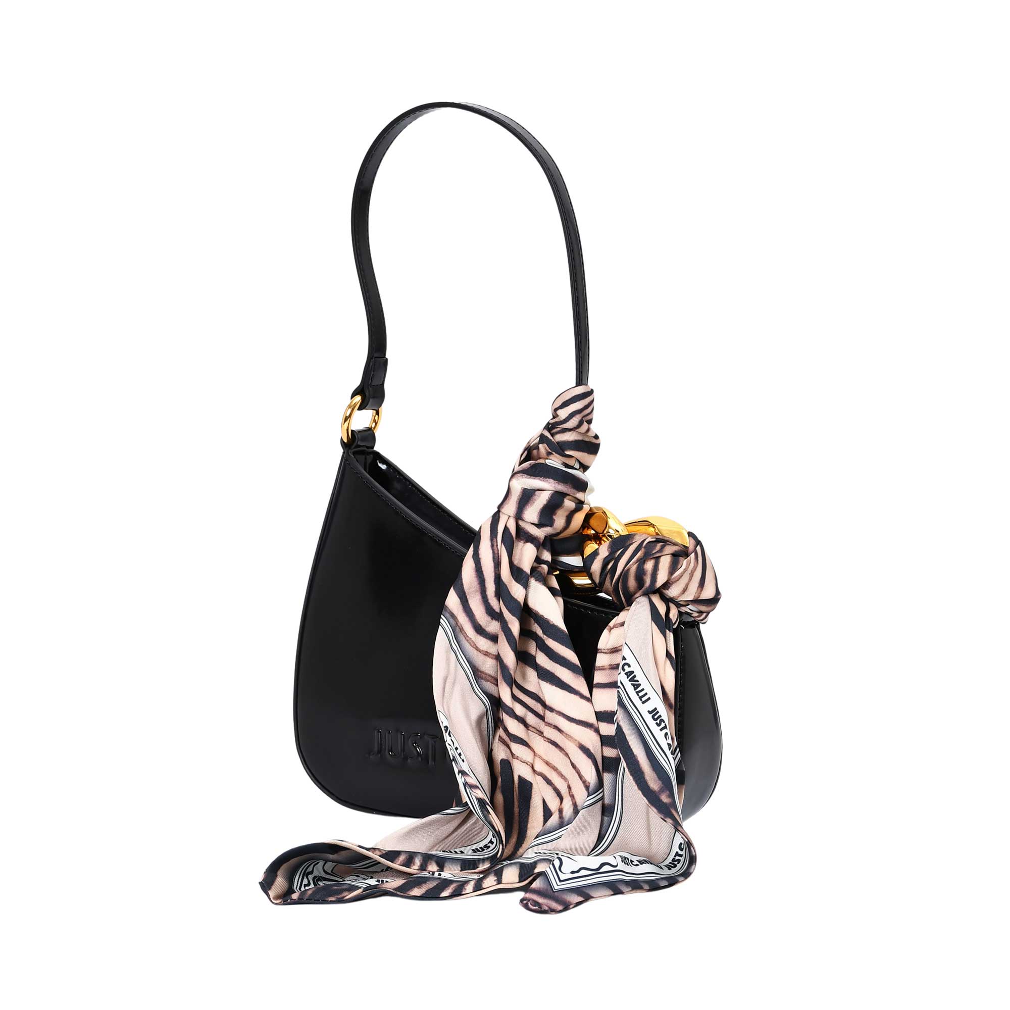 Just Cavalli Women's Leather Shoulder Bag with Zebra Scarf - Image 2