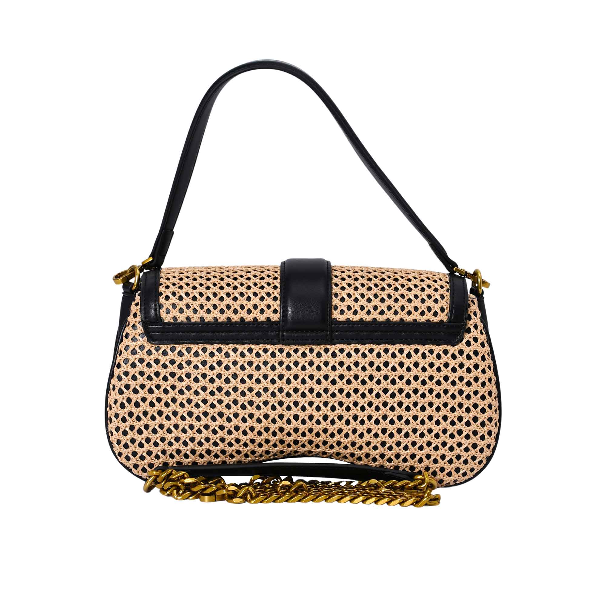 Just Cavalli Women's Raffia and Leather Snake-Detail Shoulder Bag - Image 3