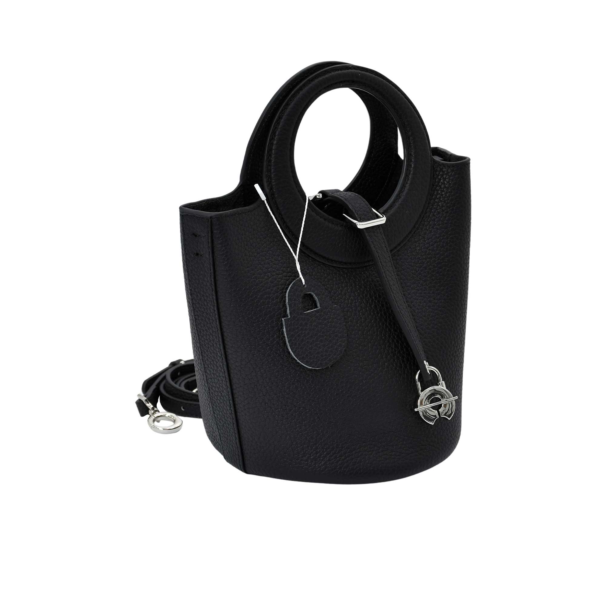Karisma Women’s Structured Leather Bucket Bag with Circular Handle - Image 11