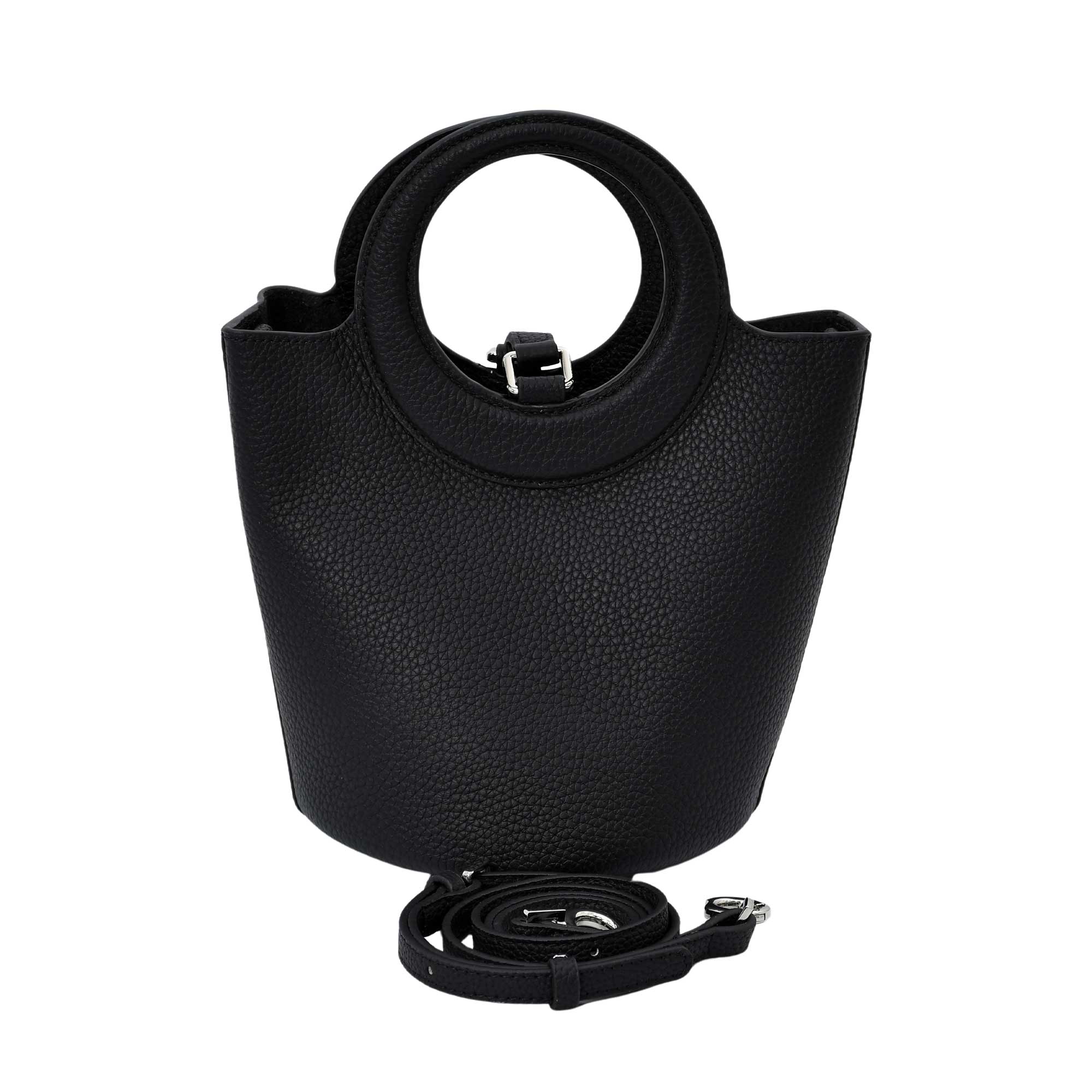 Karisma Women’s Structured Leather Bucket Bag with Circular Handle - Image 12