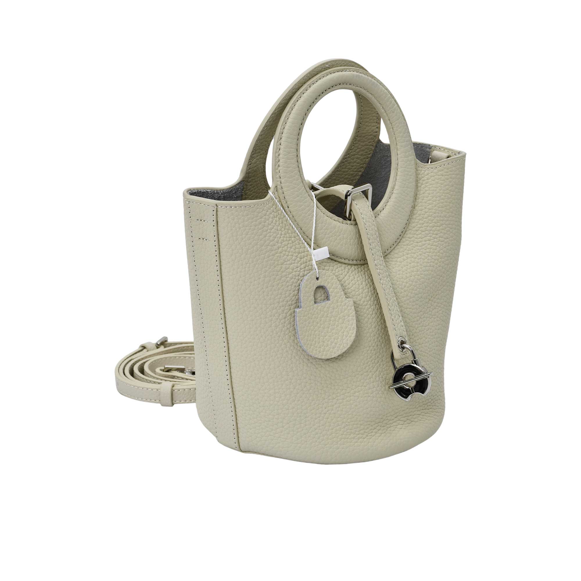 Karisma Women’s Structured Leather Bucket Bag with Circular Handle - Image 6