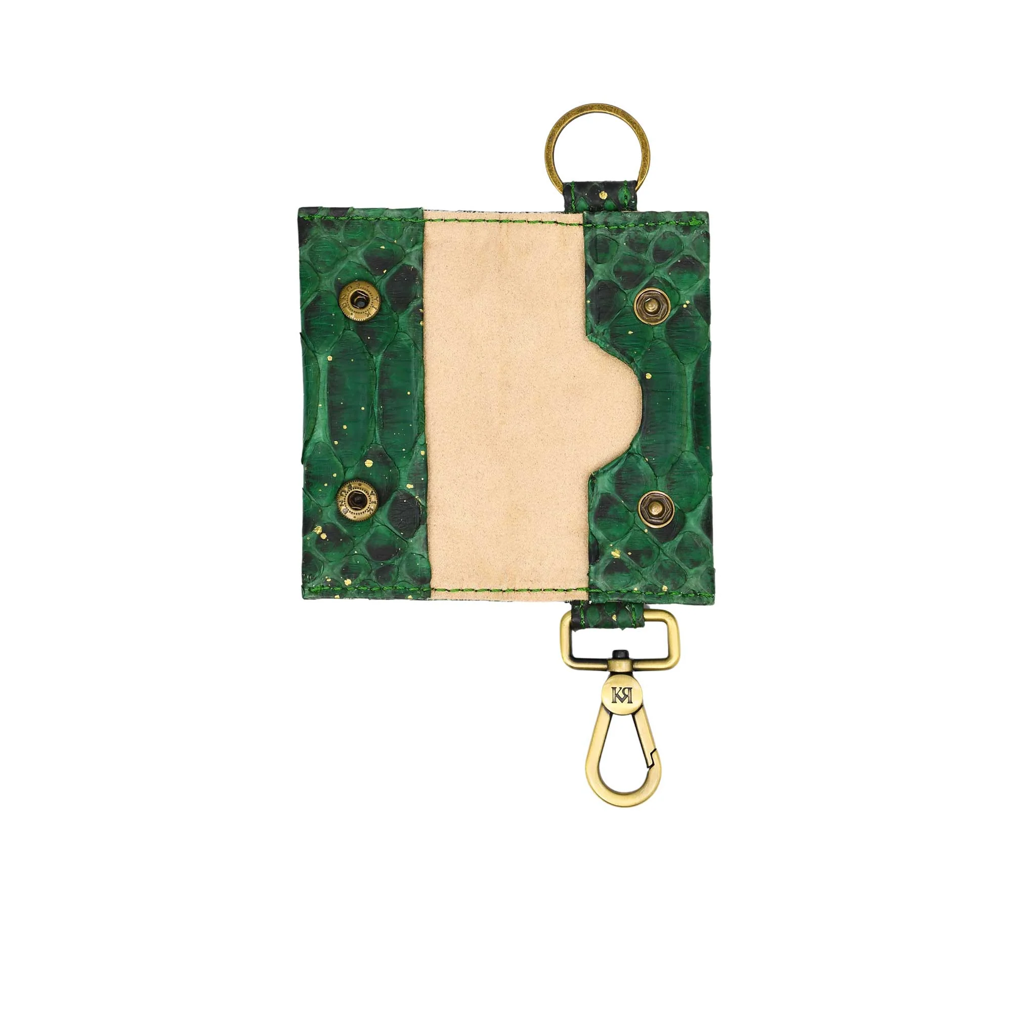 Kyra Women's Green/Black Leather Key Car Holder - Image 2
