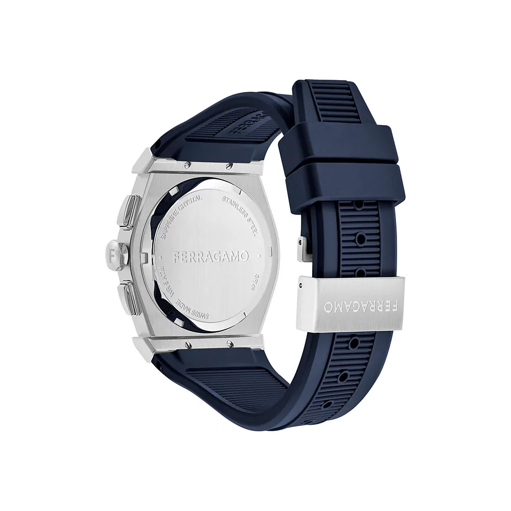 Men's Vega Chrono Blue Silicone Strap Watch - Image 2