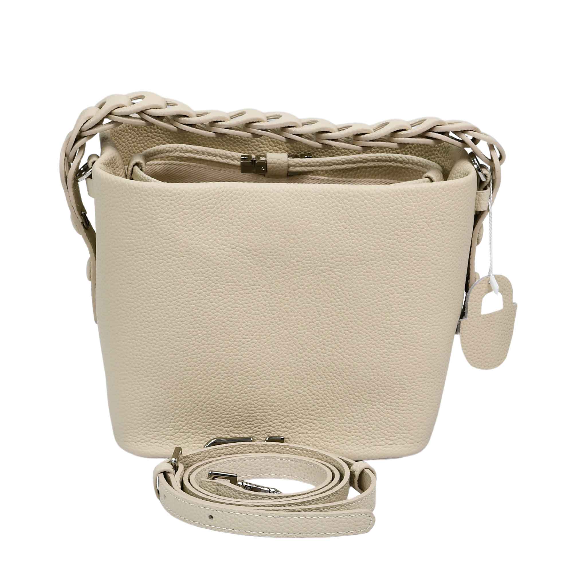 MUNI Women’s Leather Bucket Bag with Chain Handle - Image 10