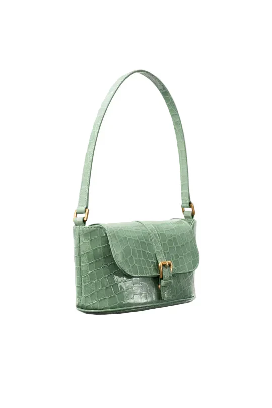 By Far Women's Miranda Fresh Green Croco-Embossed Leather Shoulder Bag - Image 2