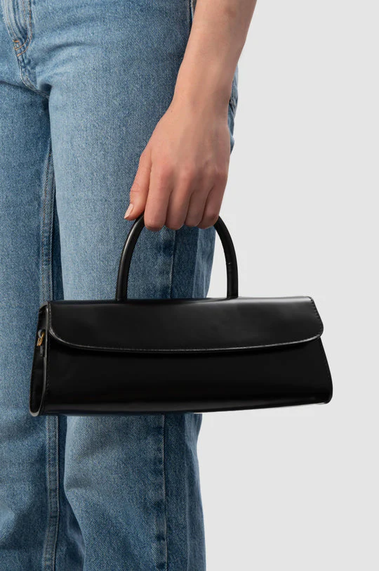 By Far Women's Mini Longa Black Semi-Patent Leather Top Handle Bag - Image 3