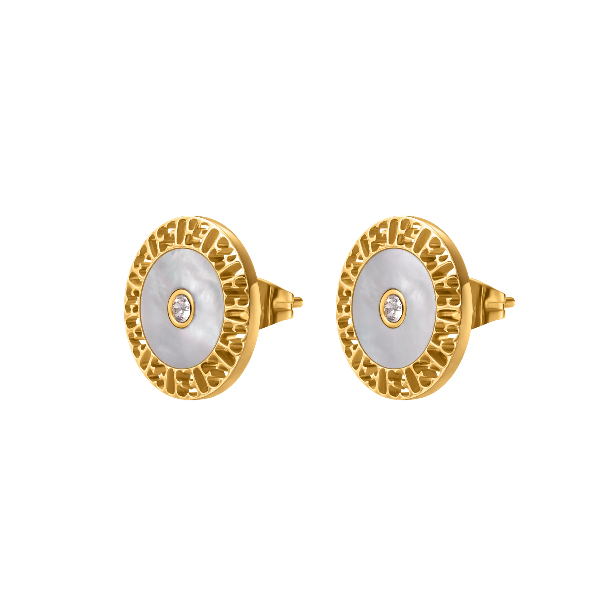 NAOMI ROUND LOGO CUTOUT WITH MOP EARRING - Image 2