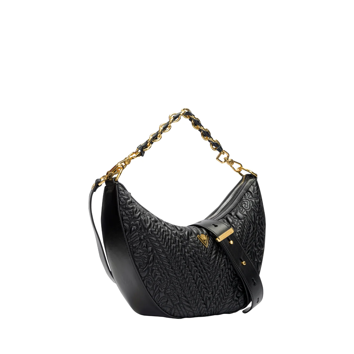 Orlandi Valentino Women's Black Quilted Crescent Hand Bag - Image 2