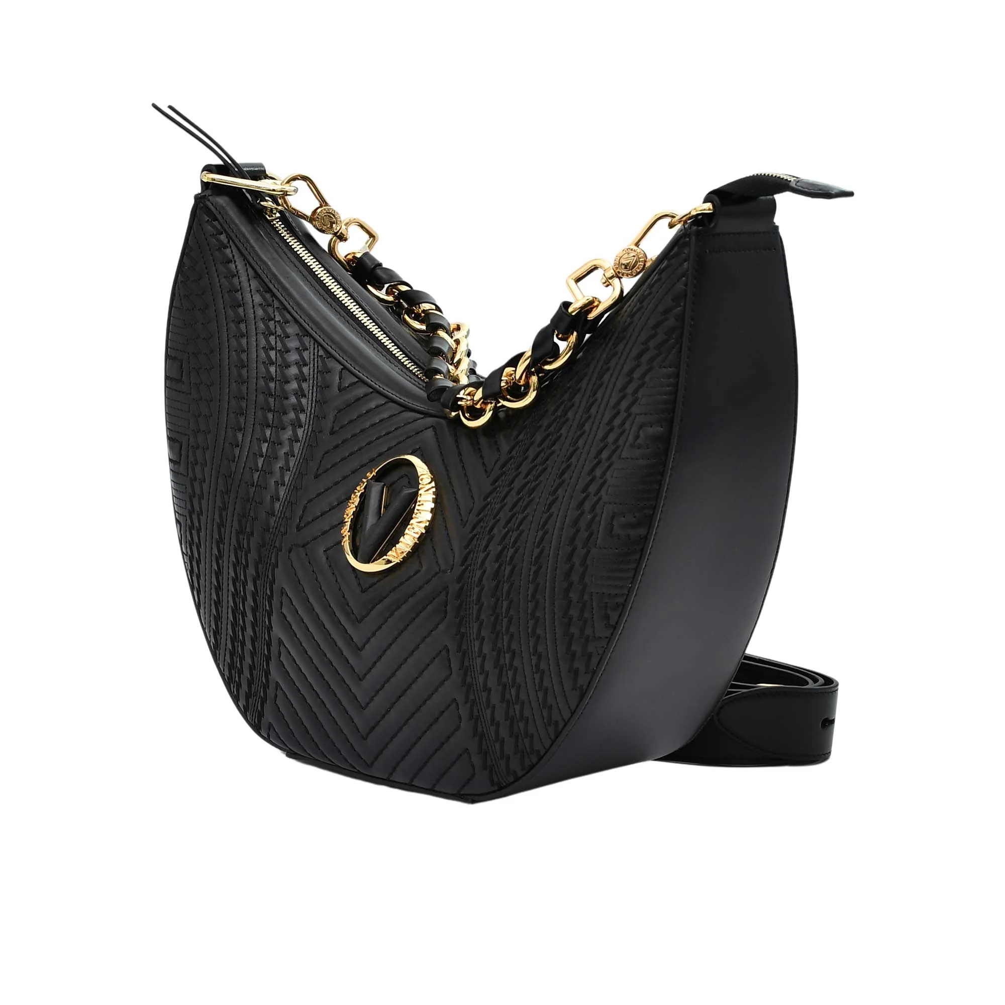 Orlandi Valentino Women's Leather Shoulder Bag with Decorative Lock - Image 3