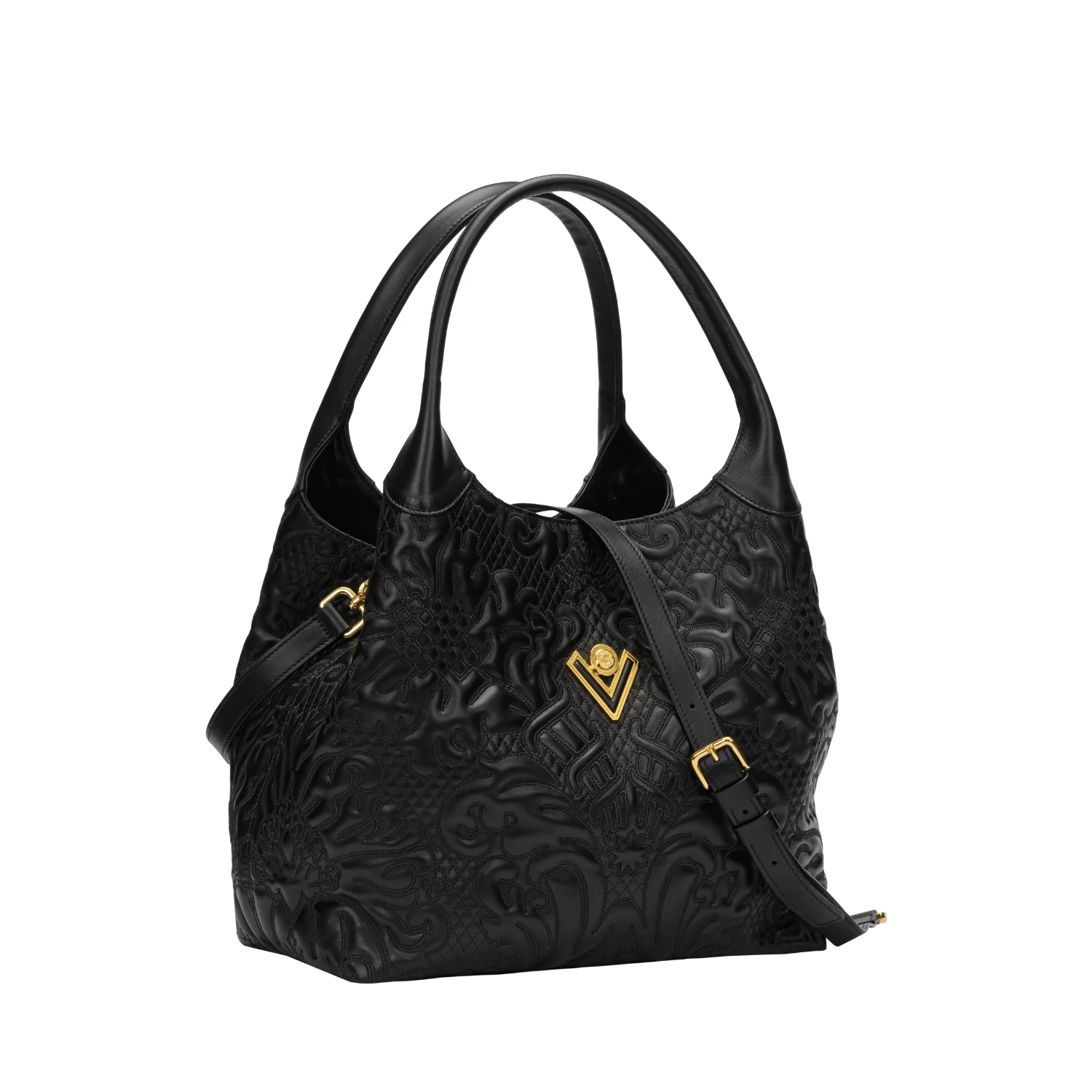 Orlandi Valentino Women's Soraya Black Embossed Leather Hand Bag - Image 3