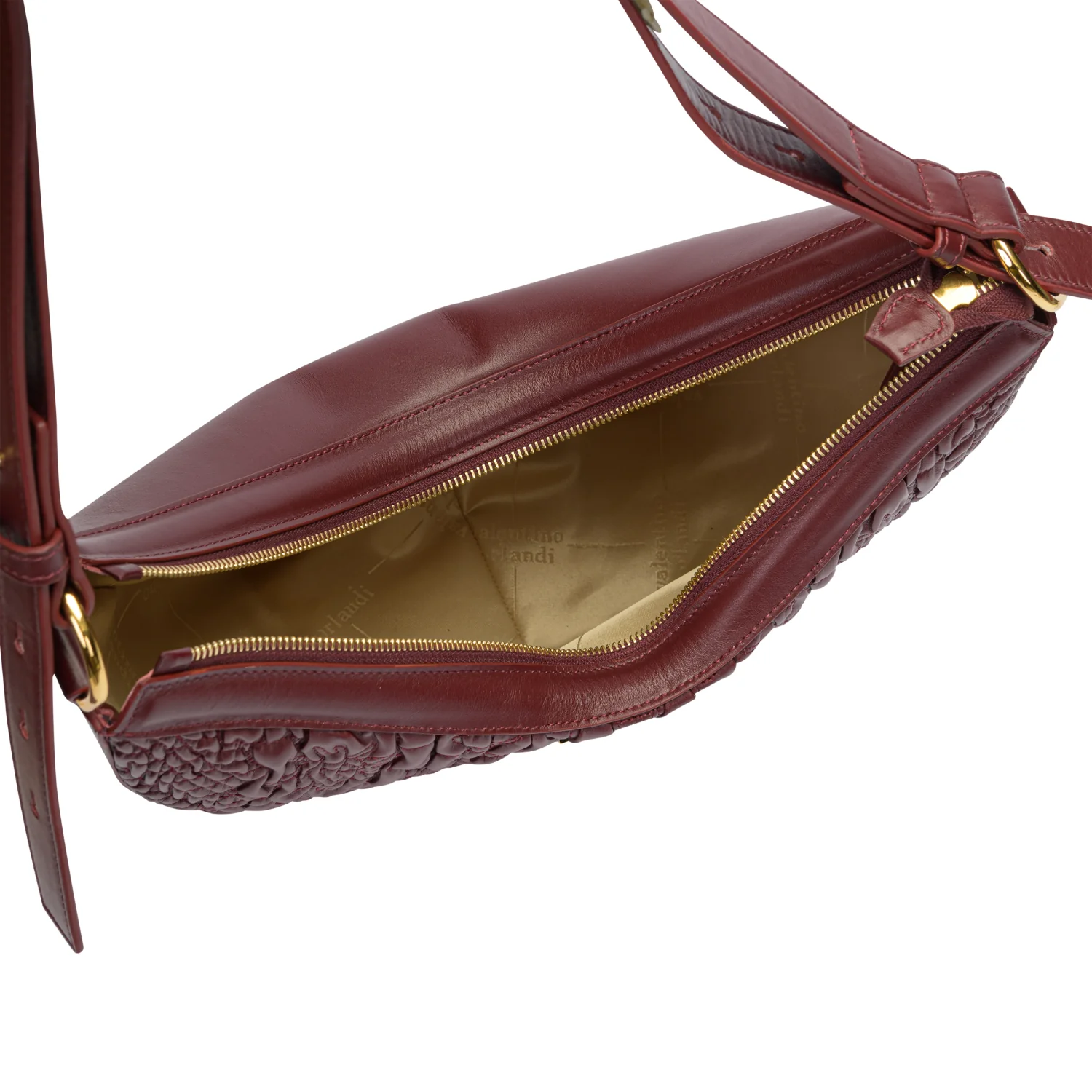 Orlandi Valentino Women's Wine Quilted Crescent Hand Bag - Image 4
