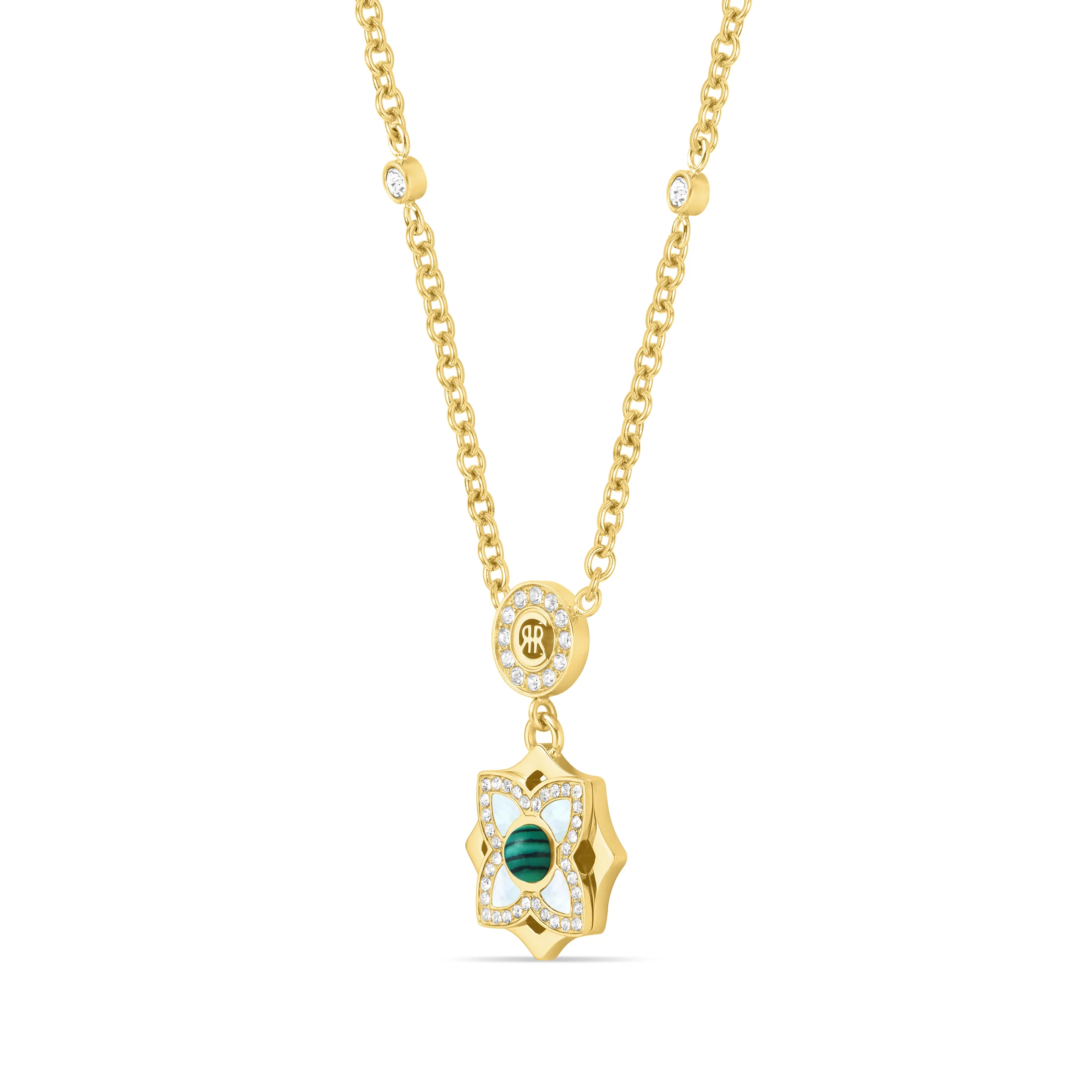 OTTAVIA Malachite Floral Pendant Necklace - Image 2