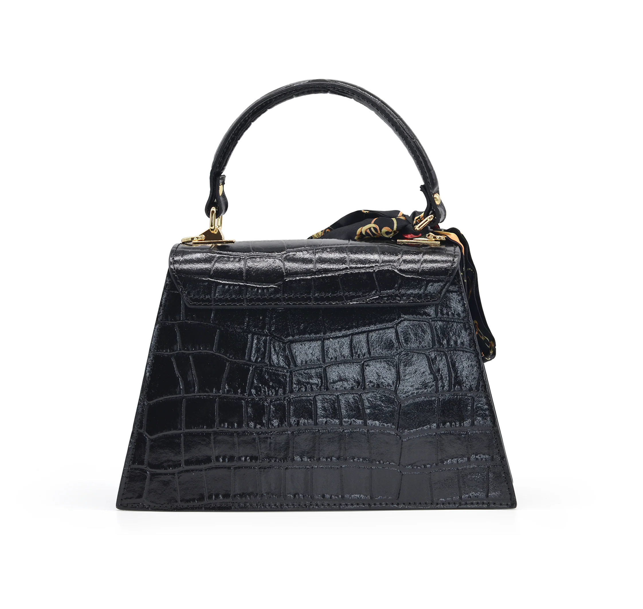 Piumelli Women's Black Croc-Effect Leather Handbag - Image 3