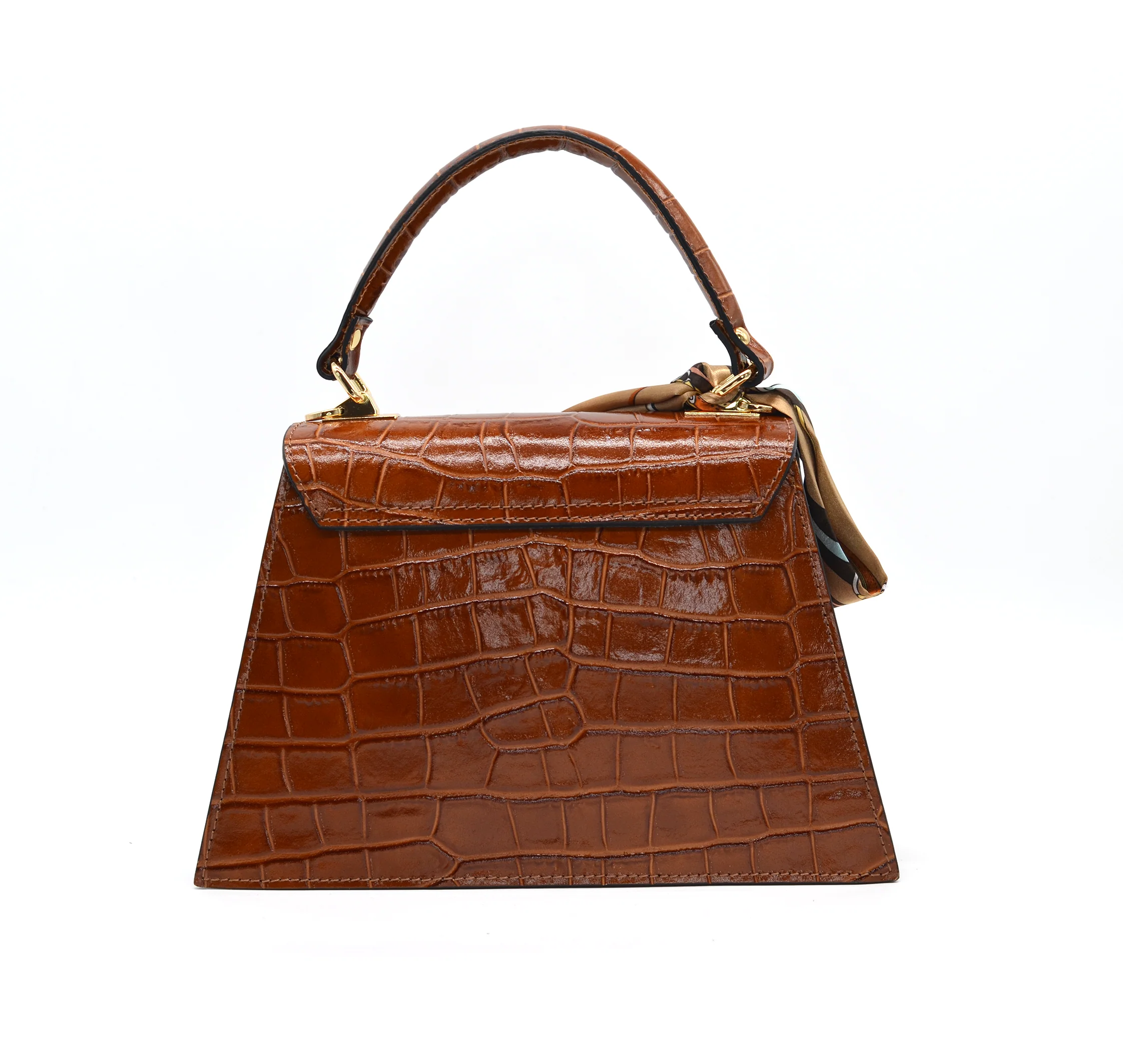 Piumelli Women's VIVA in Croc-Effect Leather Tobacco Handbag - Image 3