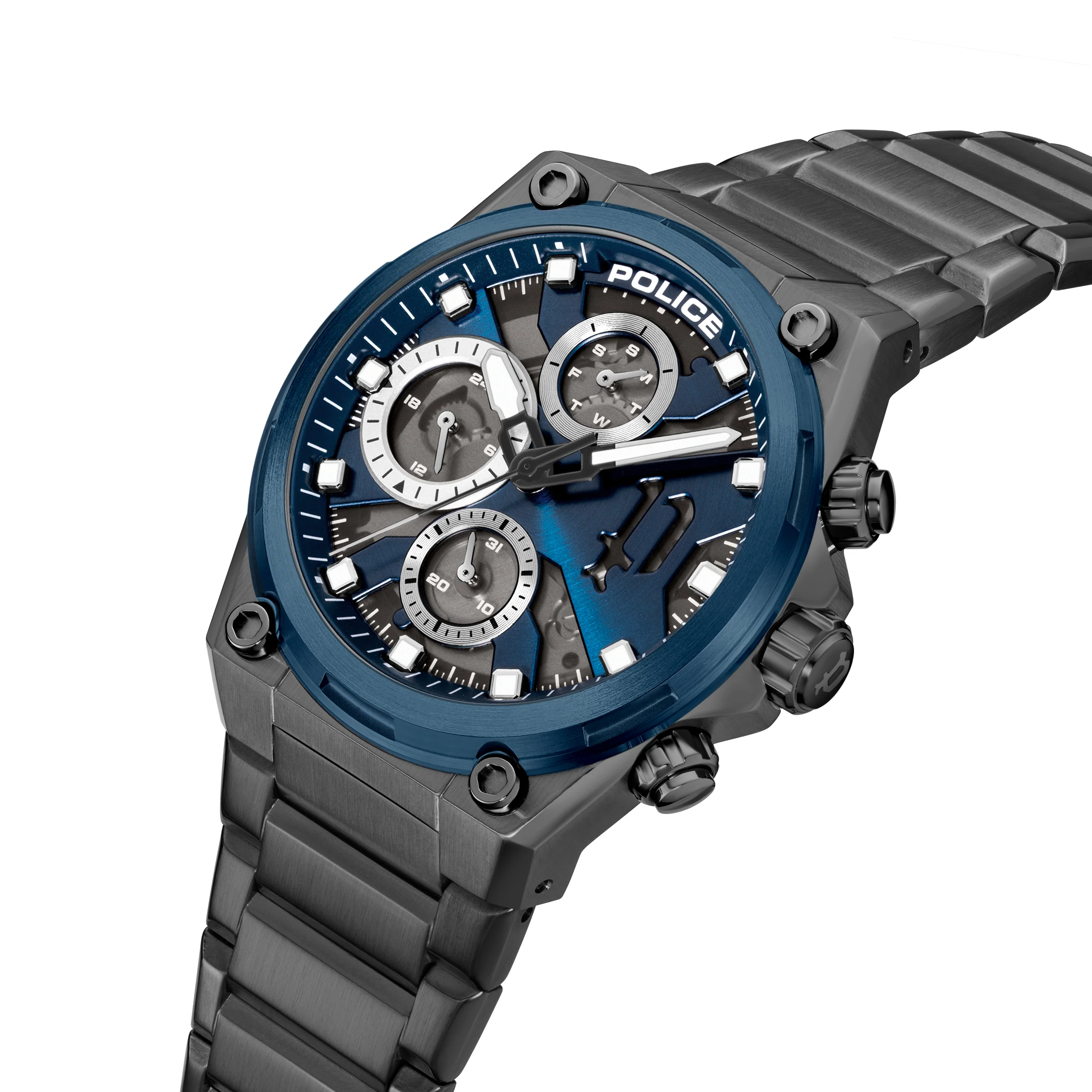 Police Airflow Men's 43MM Blue Chronograph Stainless Steel Strap Watch - Image 2