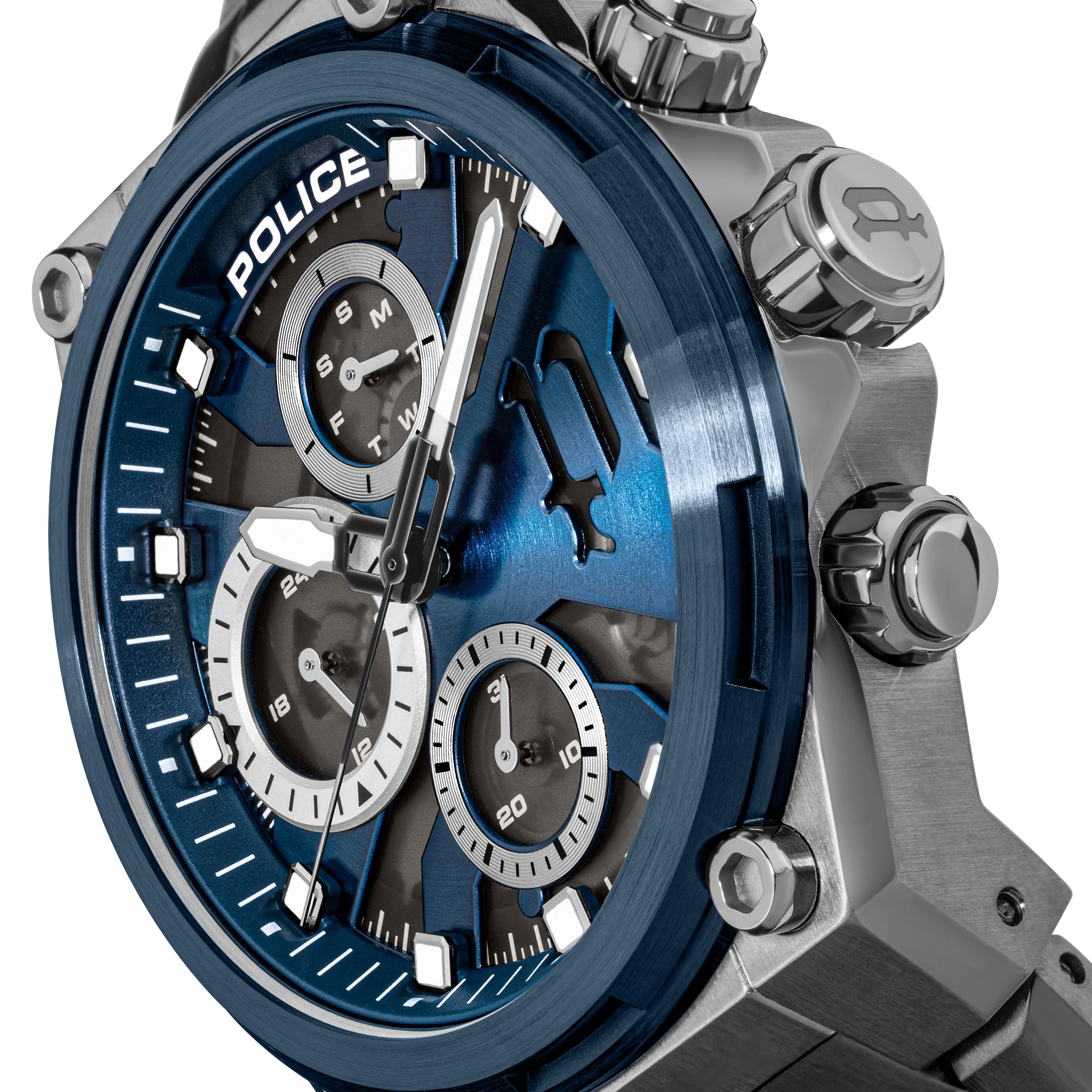 Police Airflow Men's 43MM Blue Chronograph Stainless Steel Strap Watch - Image 4