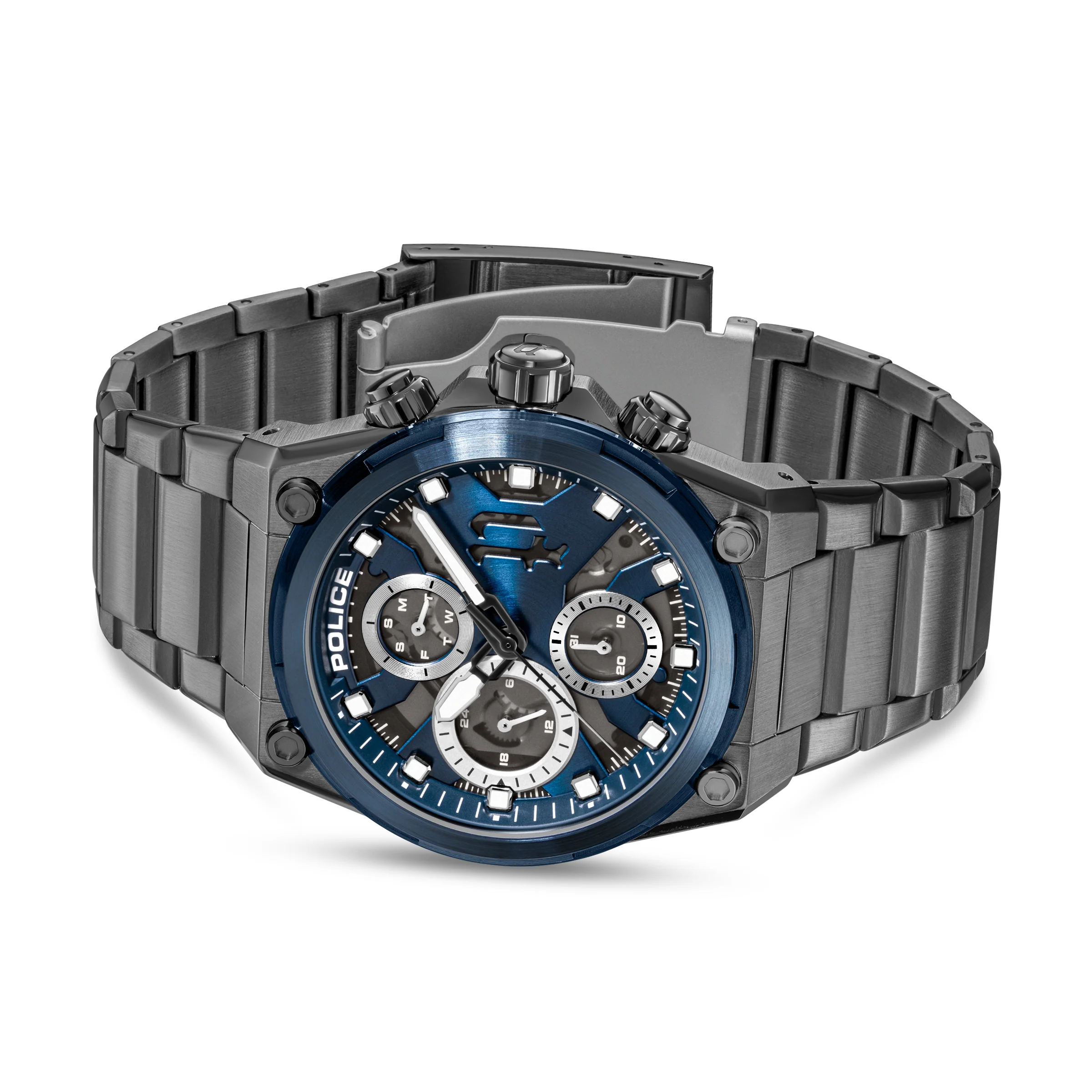 Police Airflow Men's 43MM Blue Chronograph Stainless Steel Strap Watch - Image 6