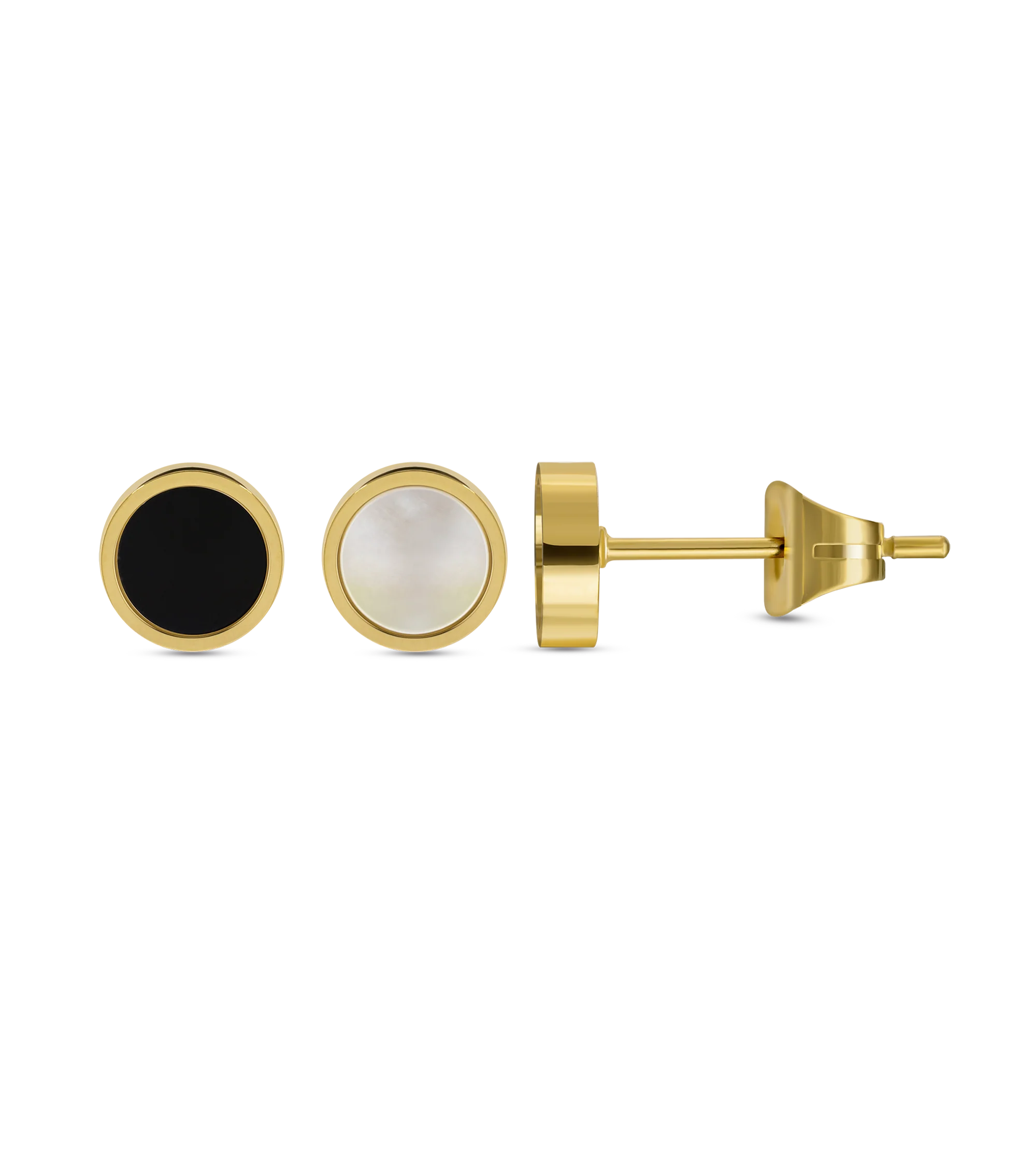 Police Aurora White & Black Inlay Mismatch Earrings - Image 3