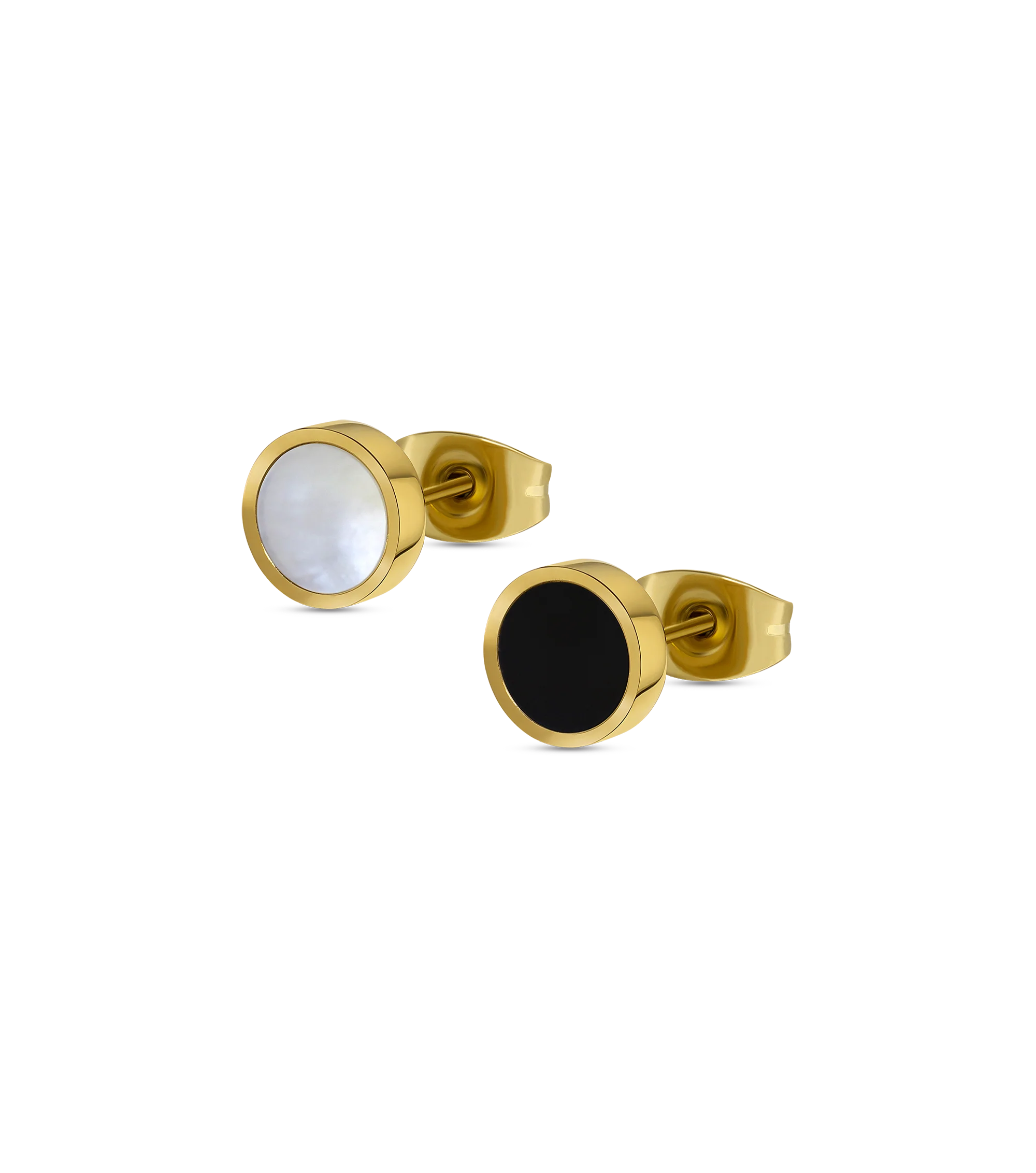 Police Aurora White & Black Inlay Mismatch Earrings - Image 4