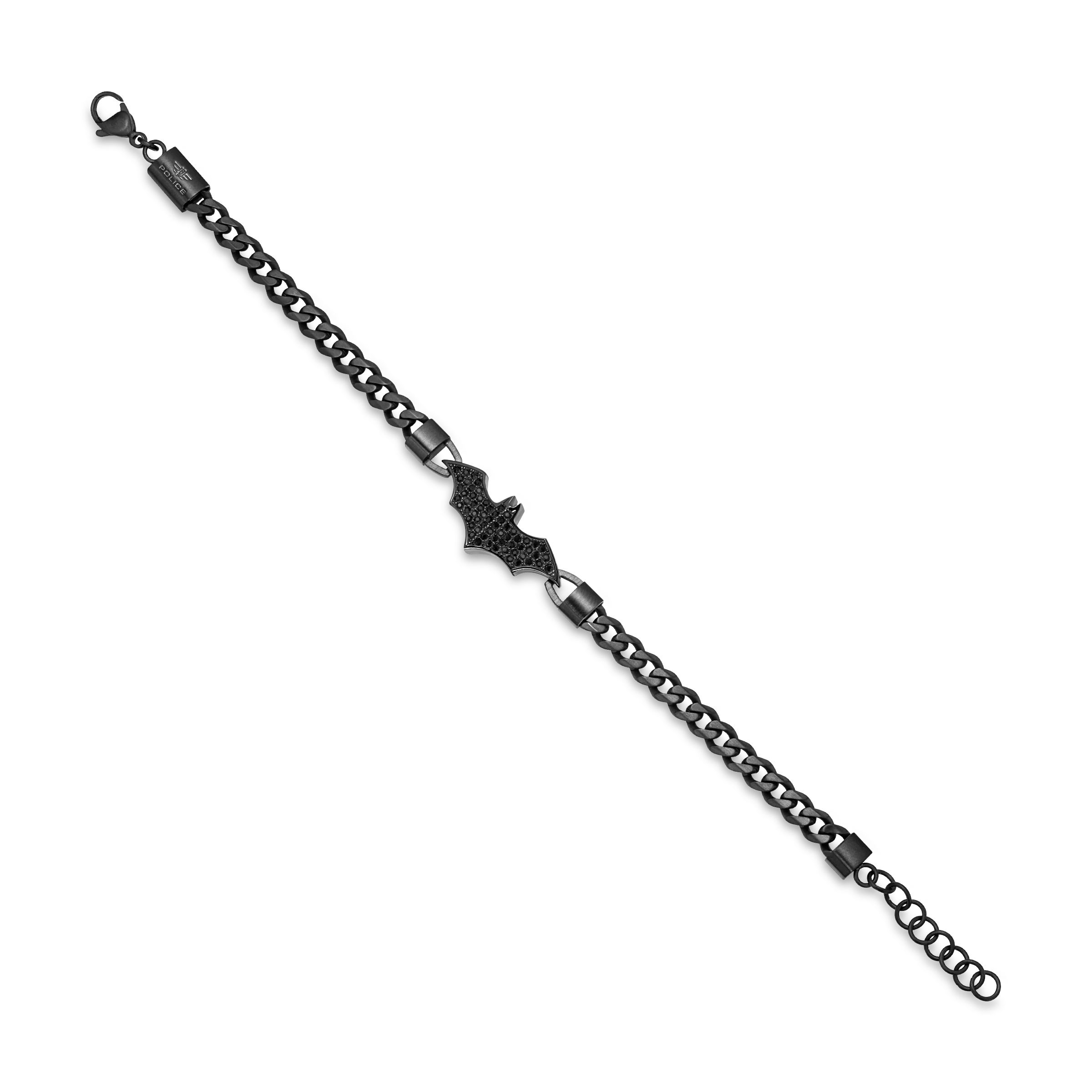 Police Batarang Limited Edition Black Chain Bracelet with Crystal Bat Motif - Image 3