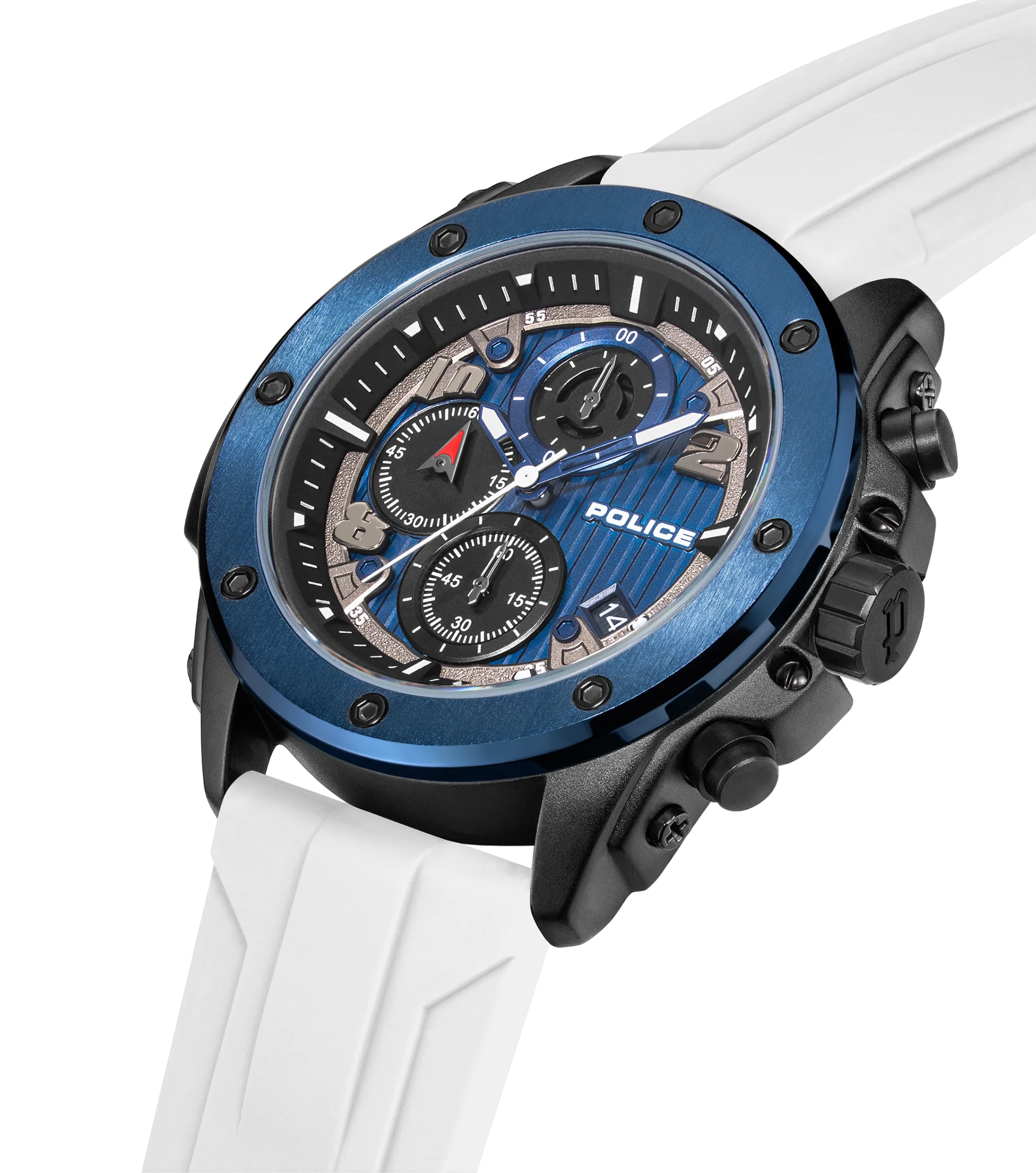Police Black & Blue Case Watch with Black & Blue Dial and Silicone Strap Set - Image 11