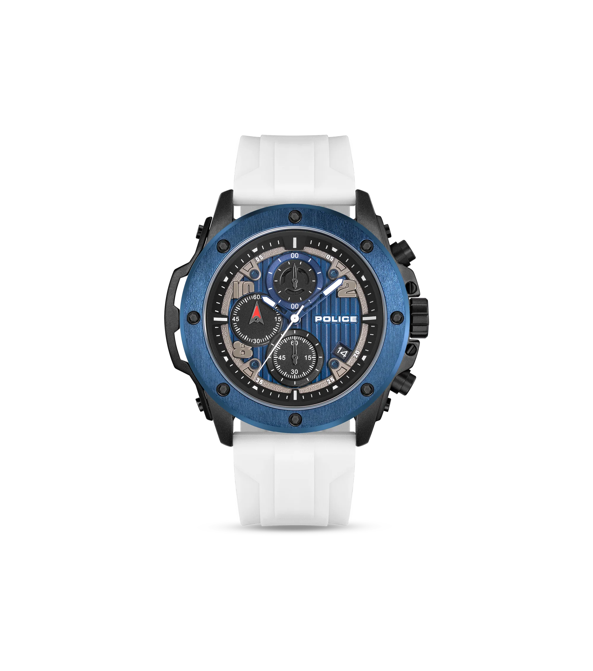 Police Black & Blue Case Watch with Black & Blue Dial and Silicone Strap Set - Image 3