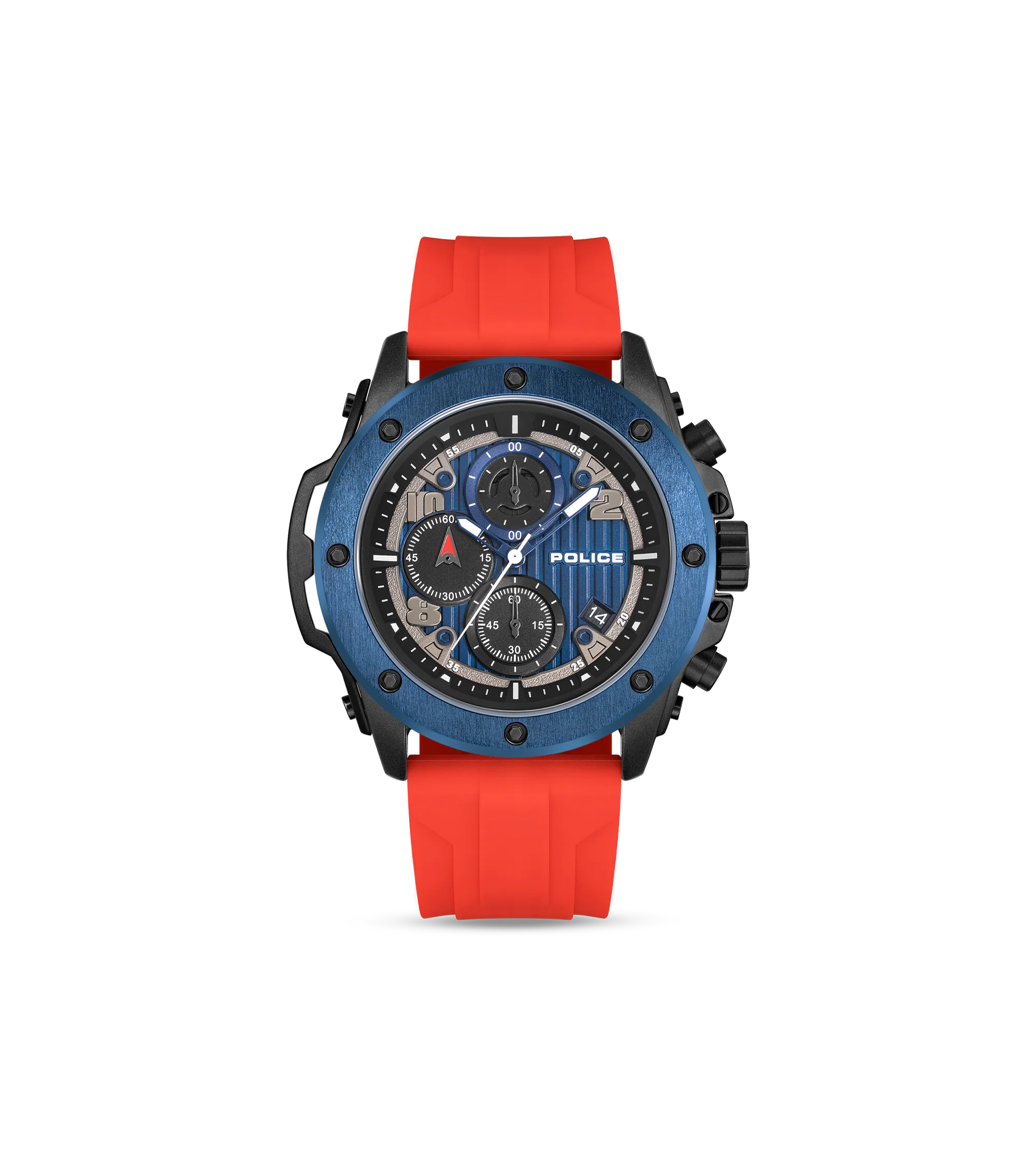 Police Black & Blue Case Watch with Black & Blue Dial and Silicone Strap Set - Image 4