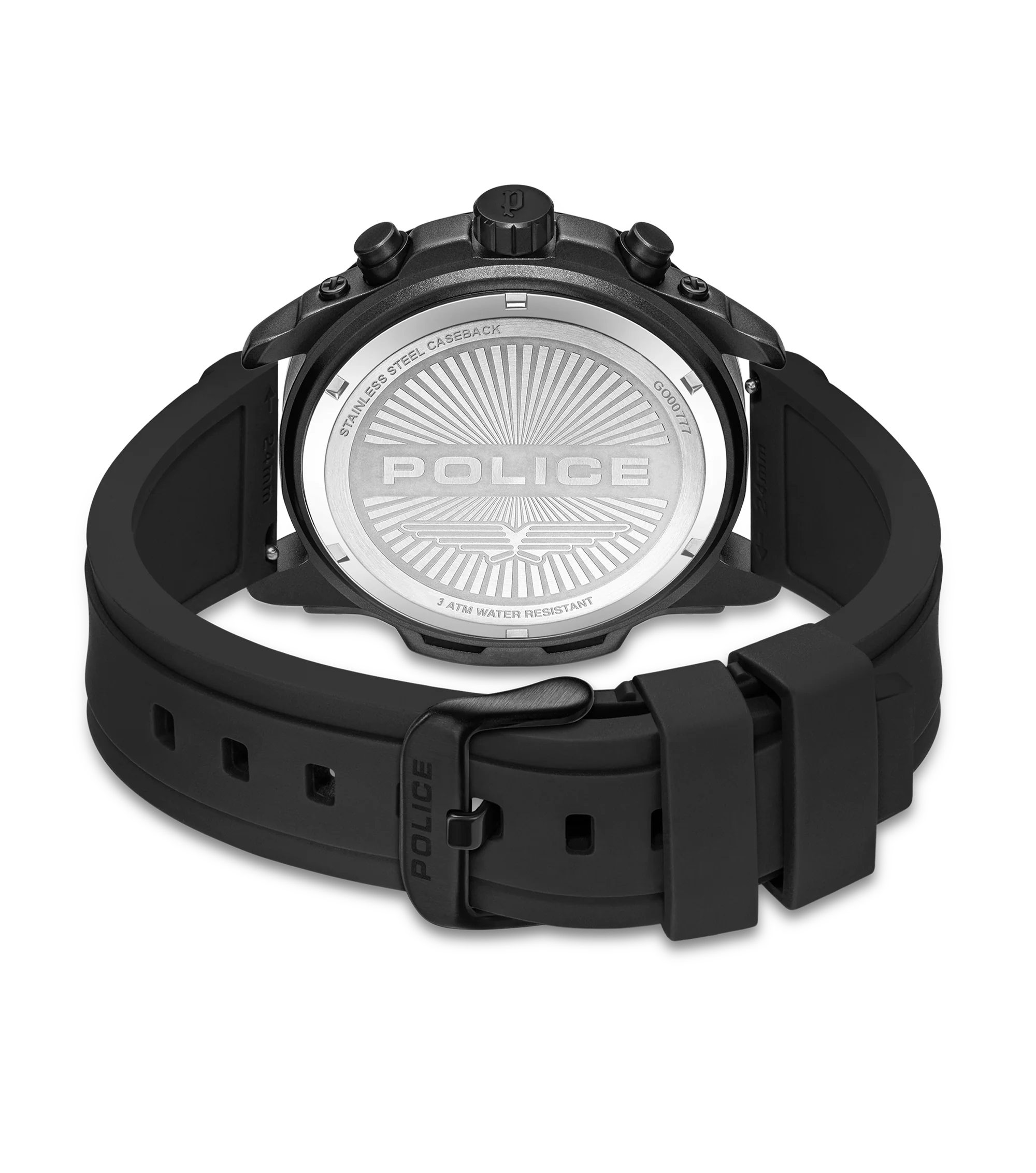Police Black & Blue Case Watch with Black & Blue Dial and Silicone Strap Set - Image 9