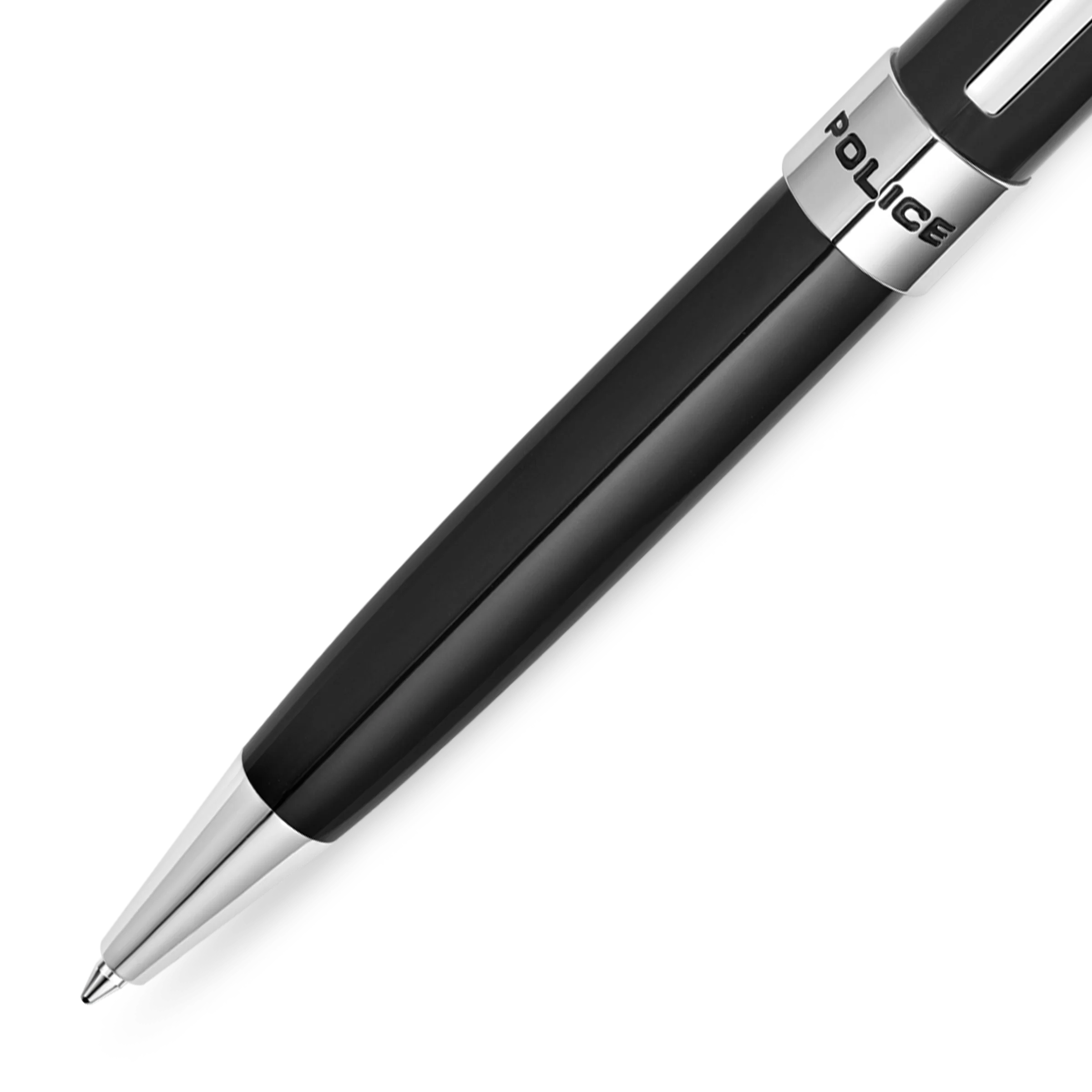 Police Black Pen with Stainless Steel Trim, Elegant Design - Image 3