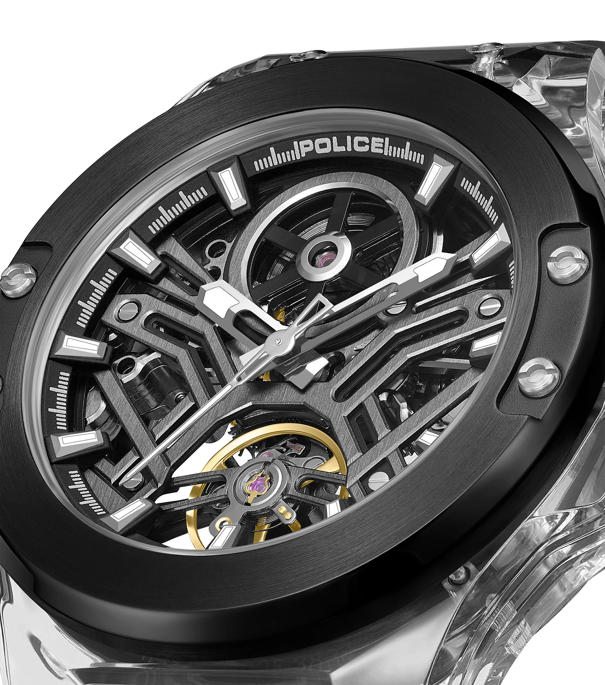 Police Black TR90 Case Watch with Black & Gunmetal Dial and Black Silicone Strap - Image 2