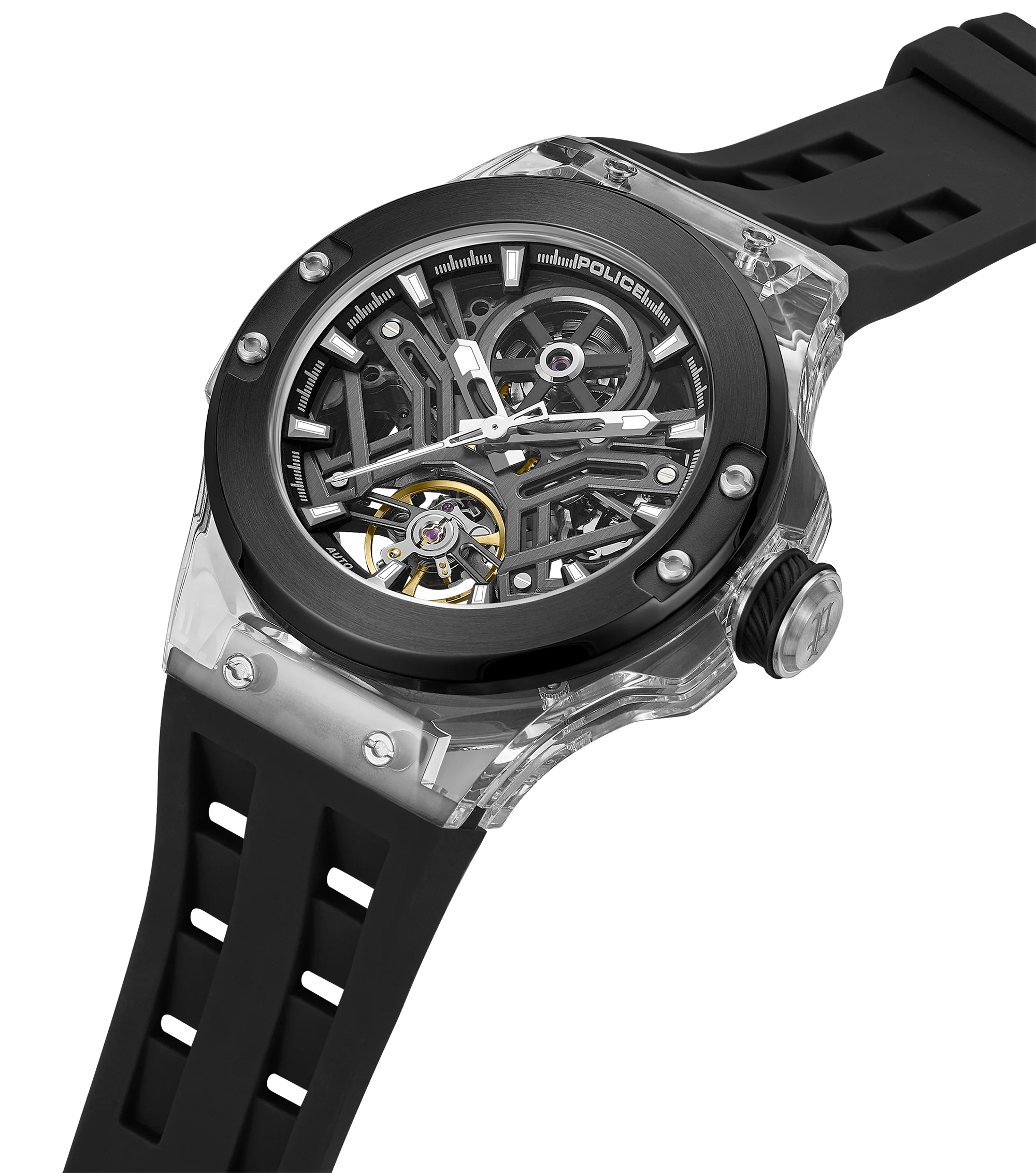 Police Black TR90 Case Watch with Black & Gunmetal Dial and Black Silicone Strap - Image 3