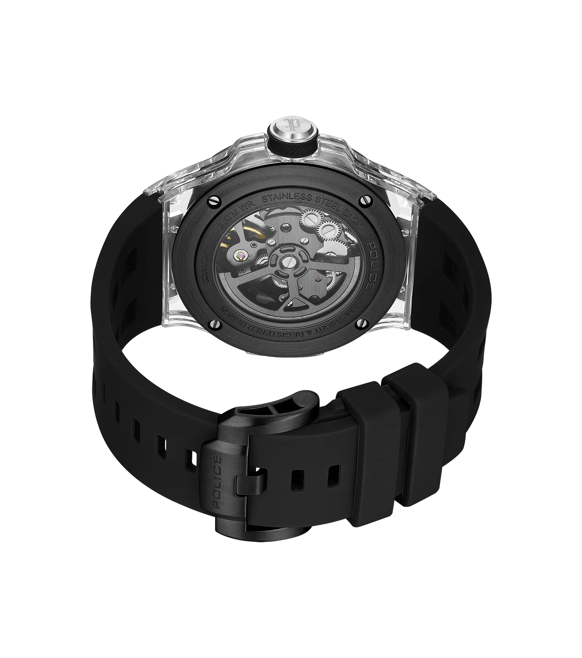 Police Black TR90 Case Watch with Black & Gunmetal Dial and Black Silicone Strap - Image 4