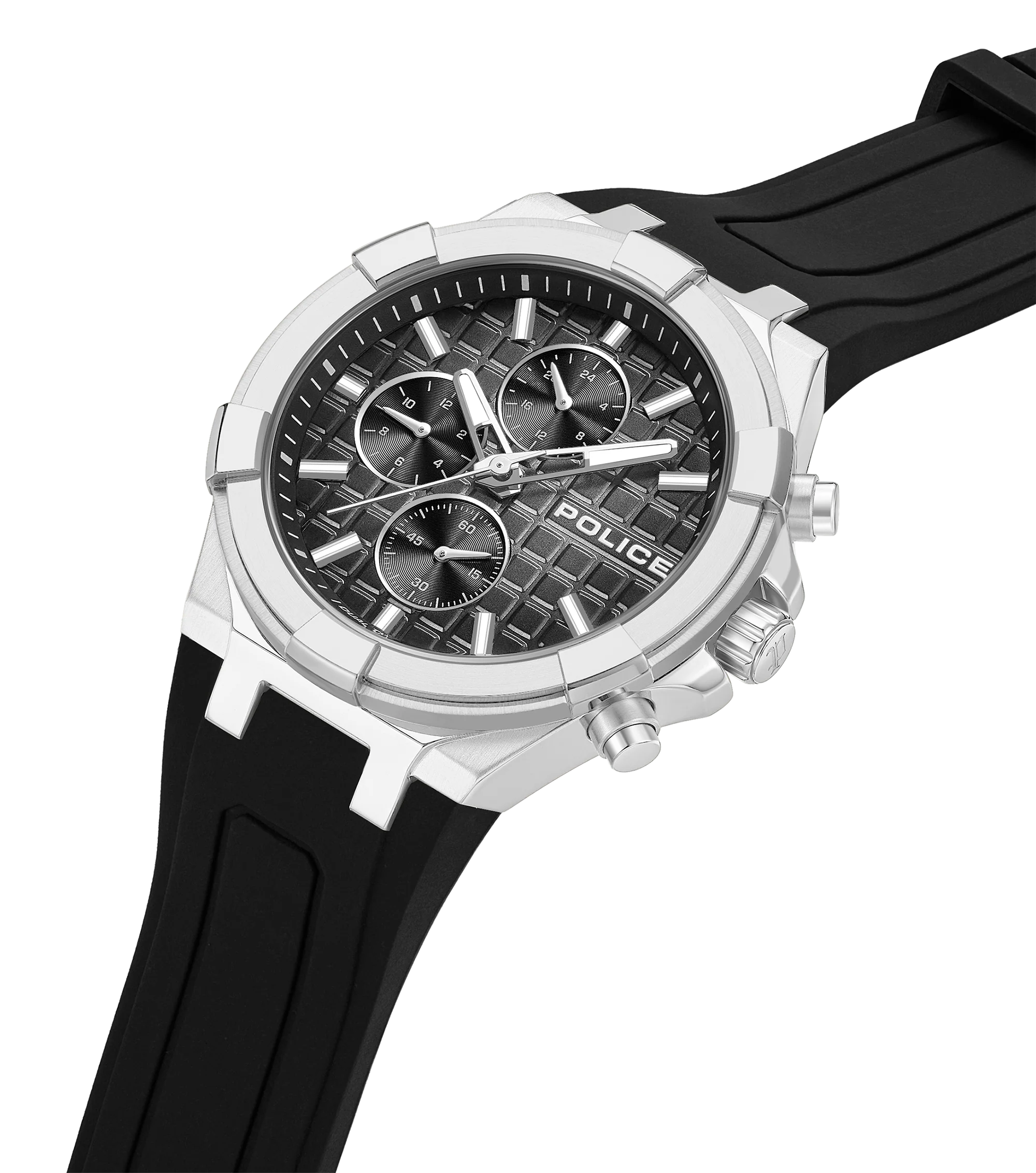 Police Case, Black To Charcoal Dial, Black Silicon Watch - Image 2