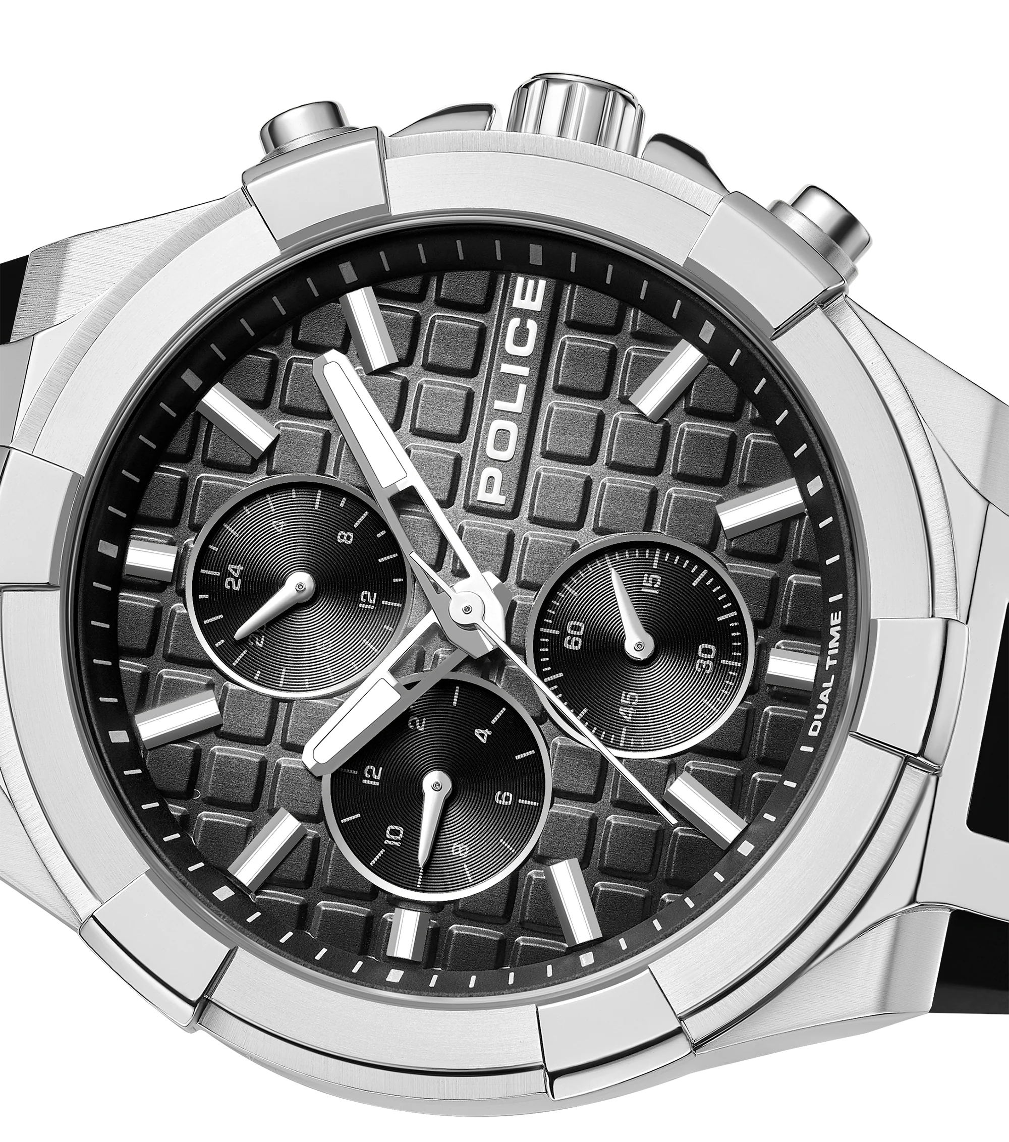 Police Case, Black To Charcoal Dial, Black Silicon Watch - Image 3